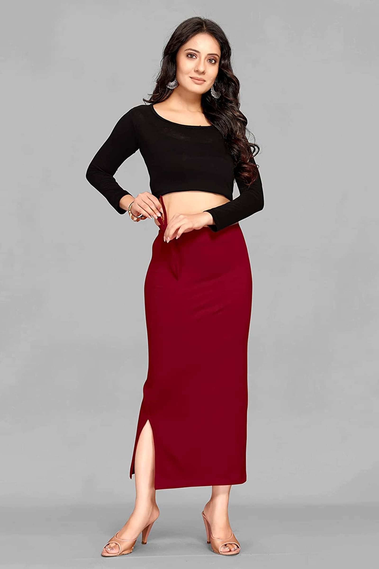 DELTIN HUB Maroon Lycra Petticoat - Single DELTIN HUB Maroon Lycra Petticoat - Single