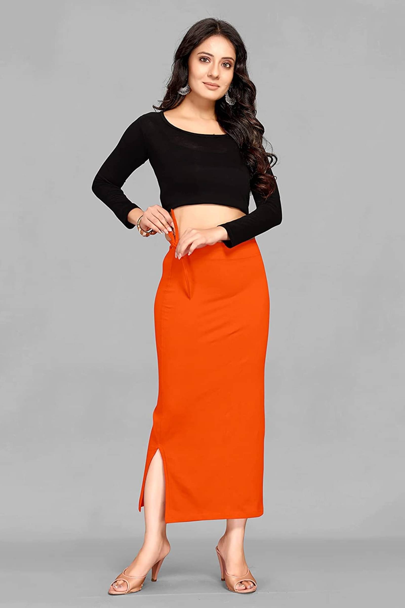DELTIN HUB Orange Lycra Petticoat - Single DELTIN HUB Orange Lycra Petticoat - Single