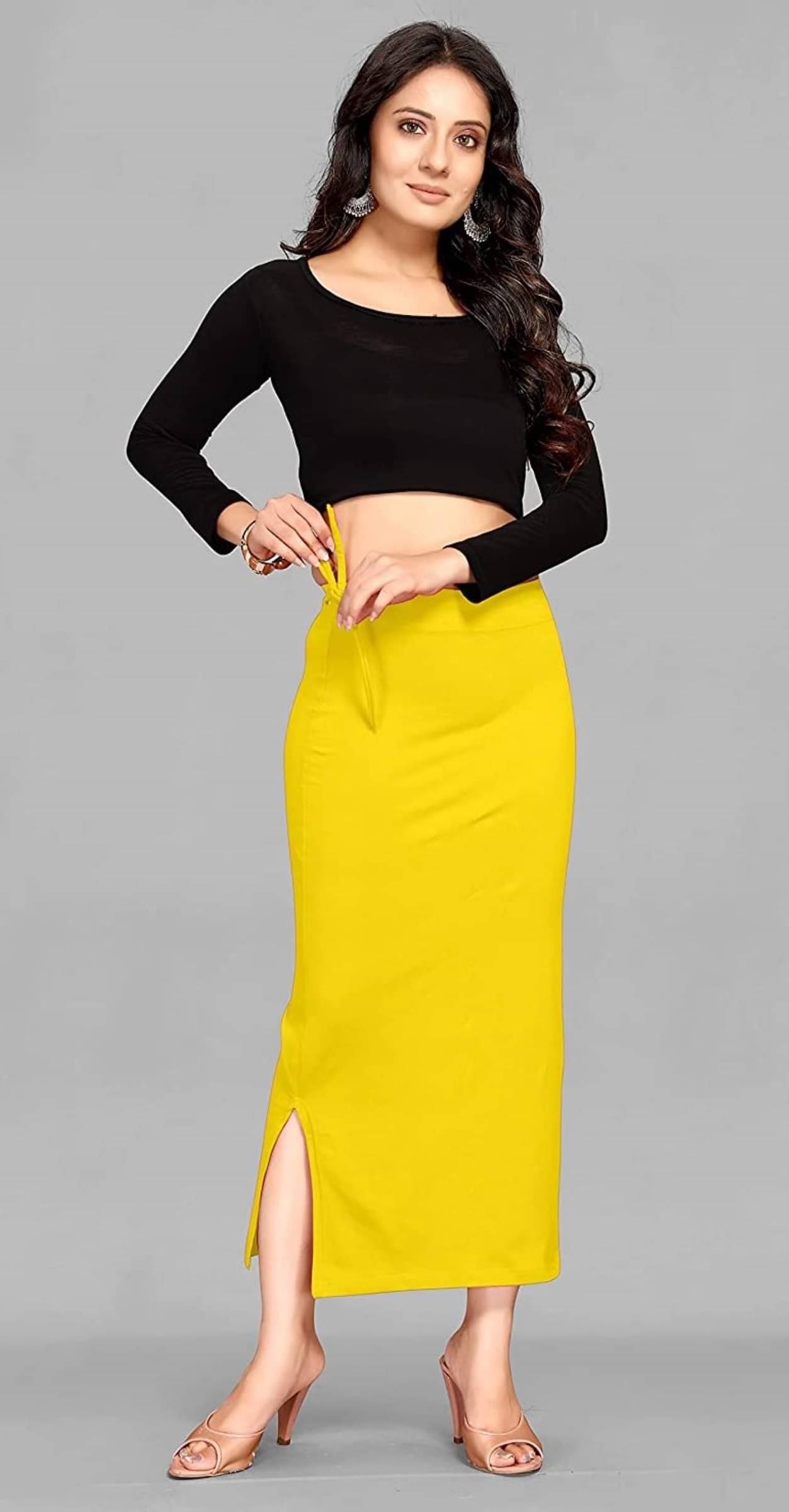     			DELTIN HUB Yellow Lycra Petticoat - Single