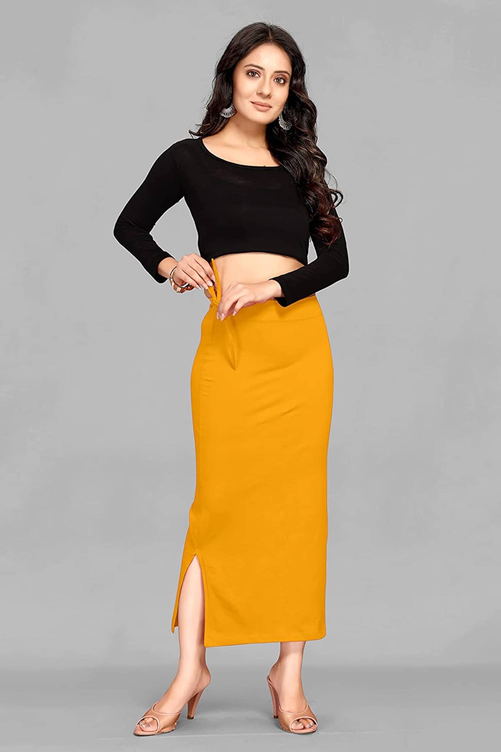     			DELTIN HUB Yellow Lycra Petticoat - Single