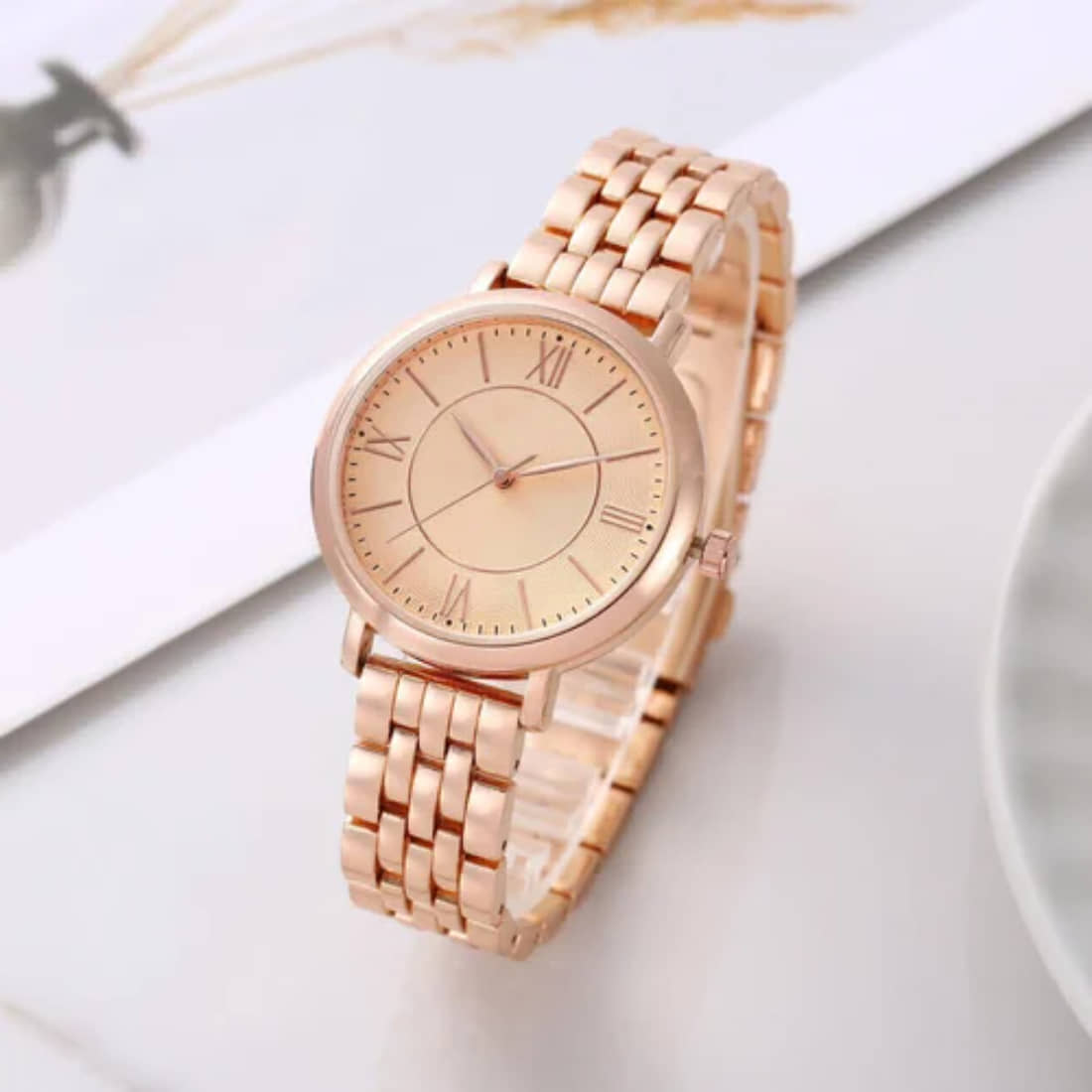 EEWHI Rose Gold Metal Analog Womens Watch