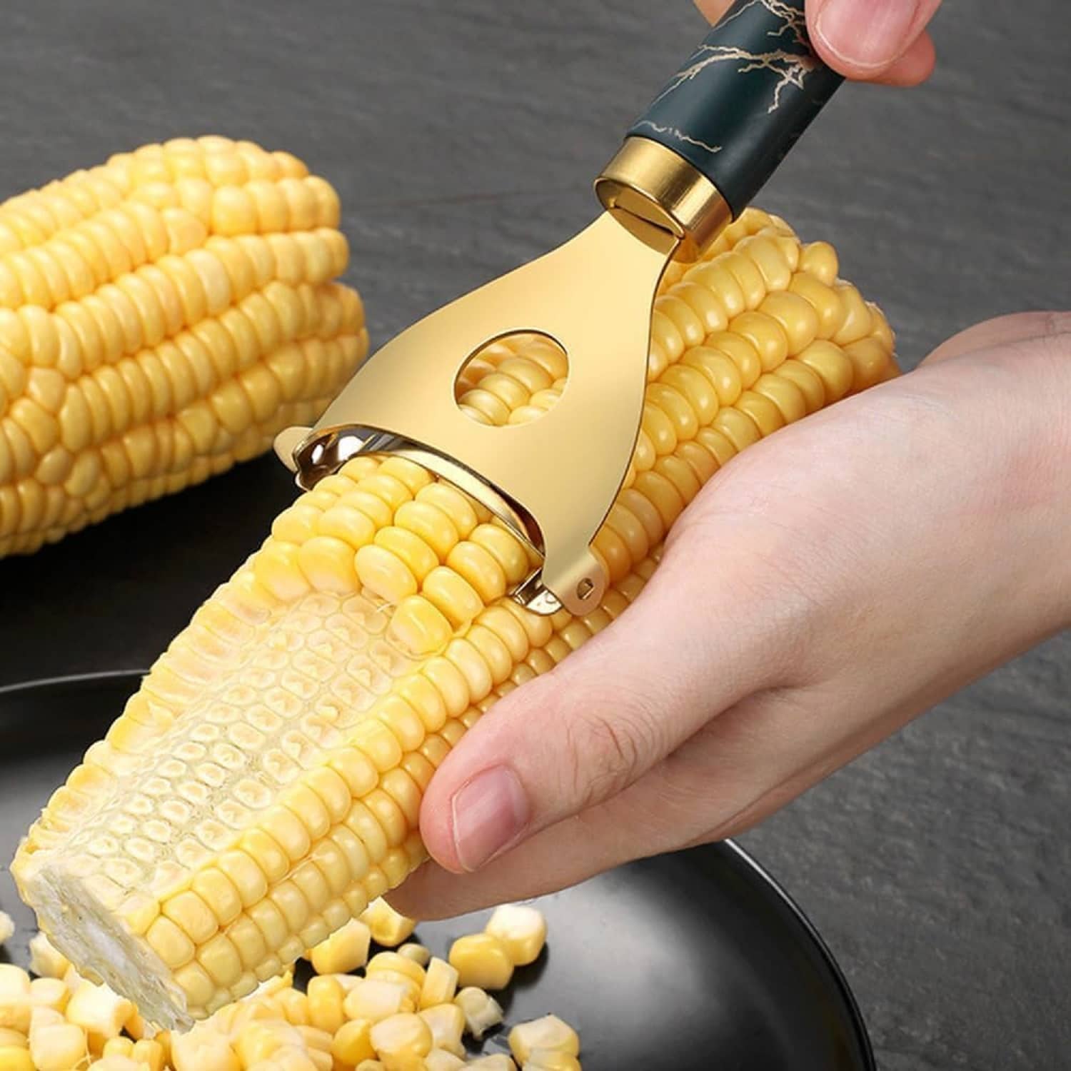 GLOWELL Gold Stainless Steel Corn Kerneler ( Pack of 1 )
