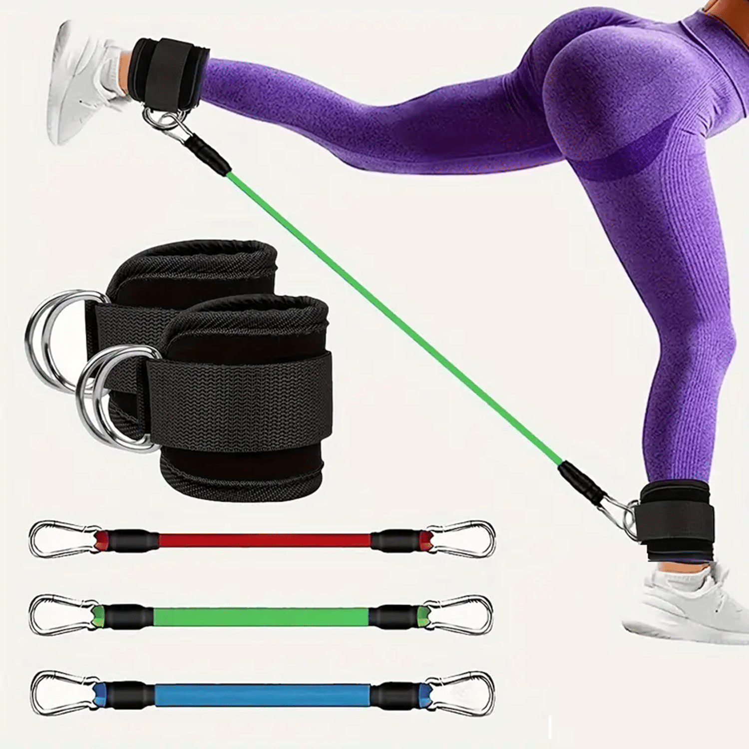     			Gjshop Ankle Straps With Resistance Bands For Women And Men Fitness Training