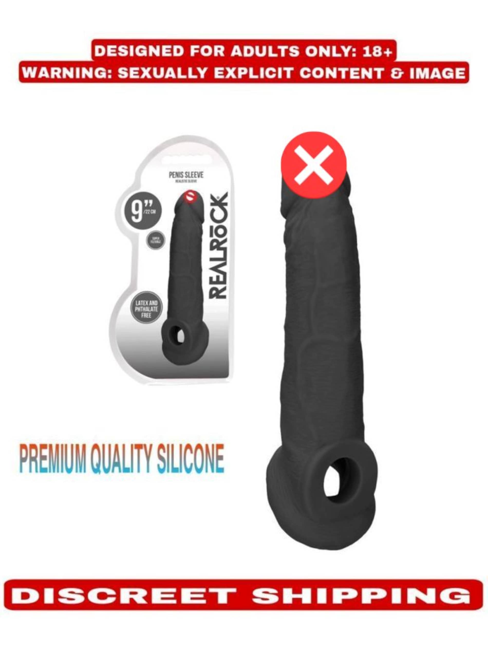 SEX TANTRA - 8 inch Double Hole Jumbo Penis Sleeve With 2 Inch Length Extension And 1cm Girth Increase
