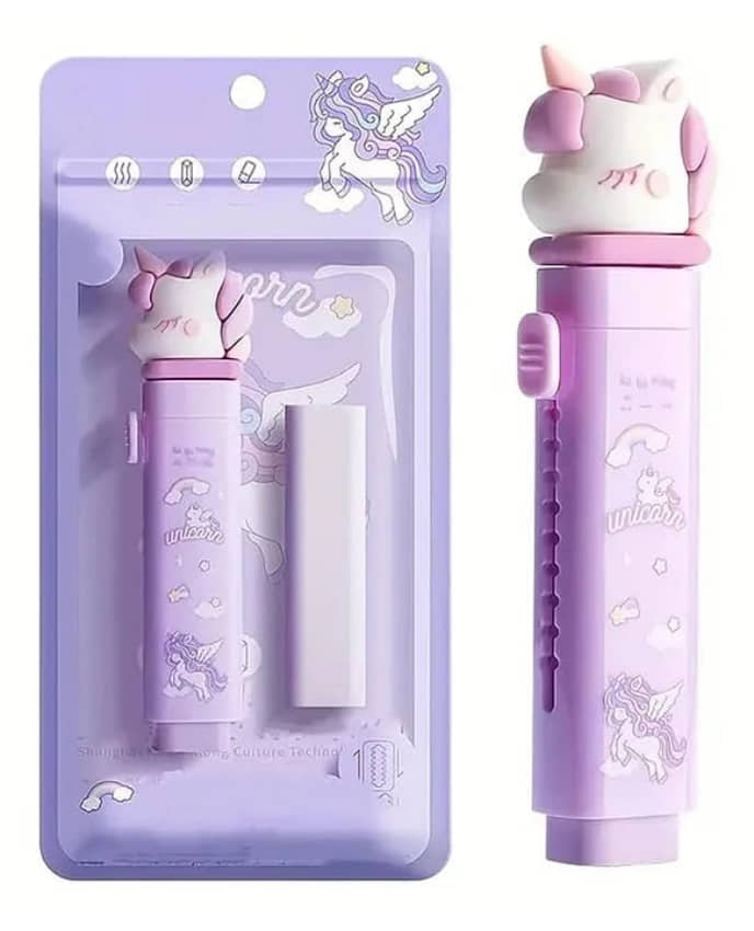 Kalra Magic Cute Cartoon Animal Shape Baby Children Push Pull Rubber Eraser Pack 1 (Purple)