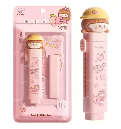 Kalra Magic Cute Cartoon Animal Shape Baby Children Push Pull Rubber Eraser Pack 1 (Pink)