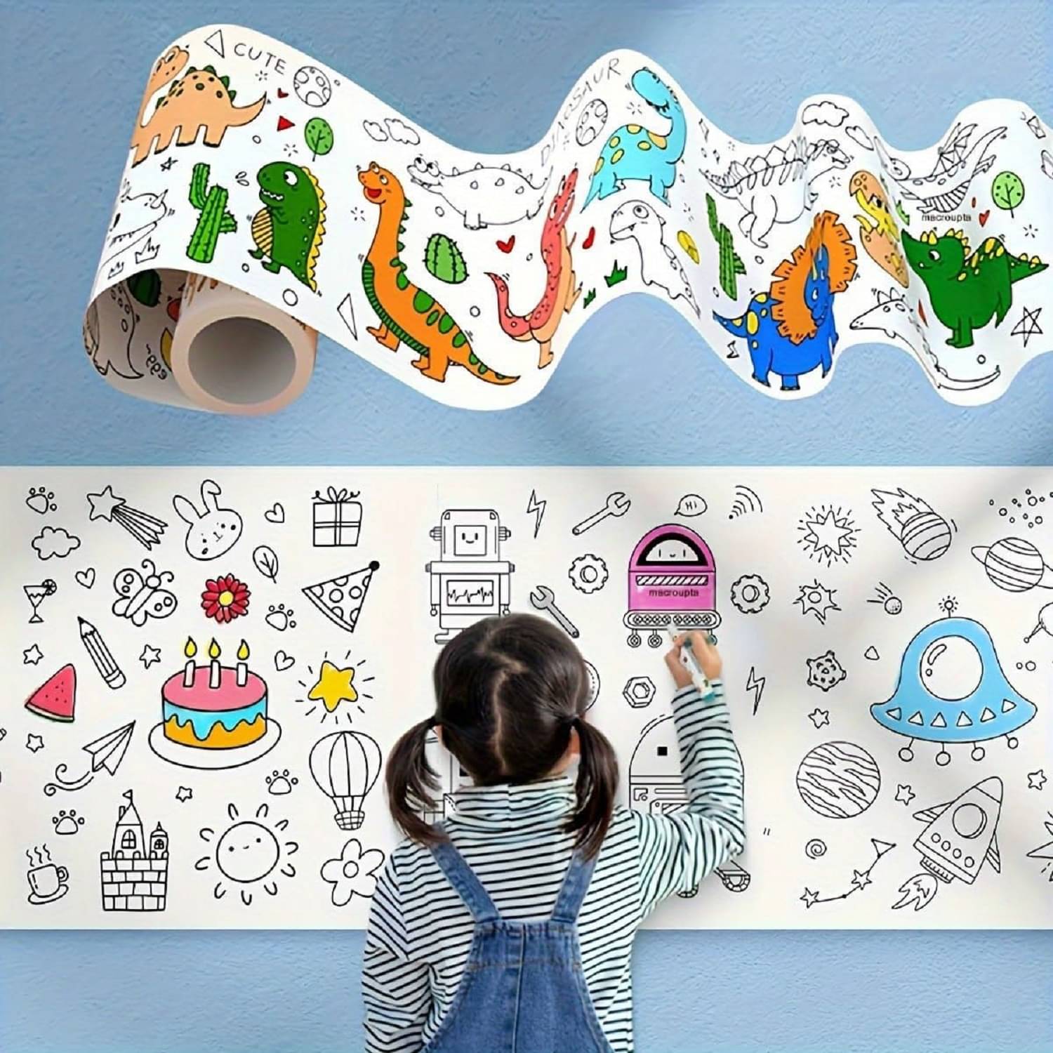     			Kids’ Creative Coloring Roll | DIY Cartoon Drawing Paper Roll for Wall Art | Reusable Doodle Roll for Kids’ Art & Craft Activities (30 x 300 Cm Large) with Multi Design