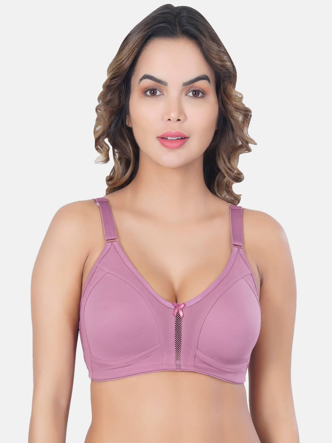     			LACYLUXE Pack of 1 Cotton Blend Non Padded Minimizer Bra For Women ( Purple )