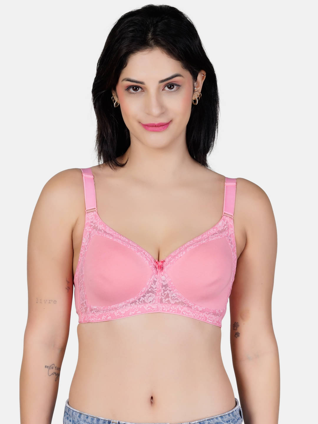 LACYLUXE Pack of 1 Cotton Blend Lightly Padded Everyday Bra For Women ( Peach )     			LACYLUXE Pack of 1 Cotton Blend Lightly Padded Everyday Bra For Women ( Peach )