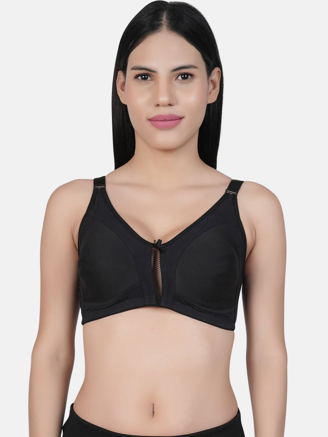     			LACYLUXE Pack of 1 Cotton Blend Non Padded Minimizer Bra For Women ( Black )