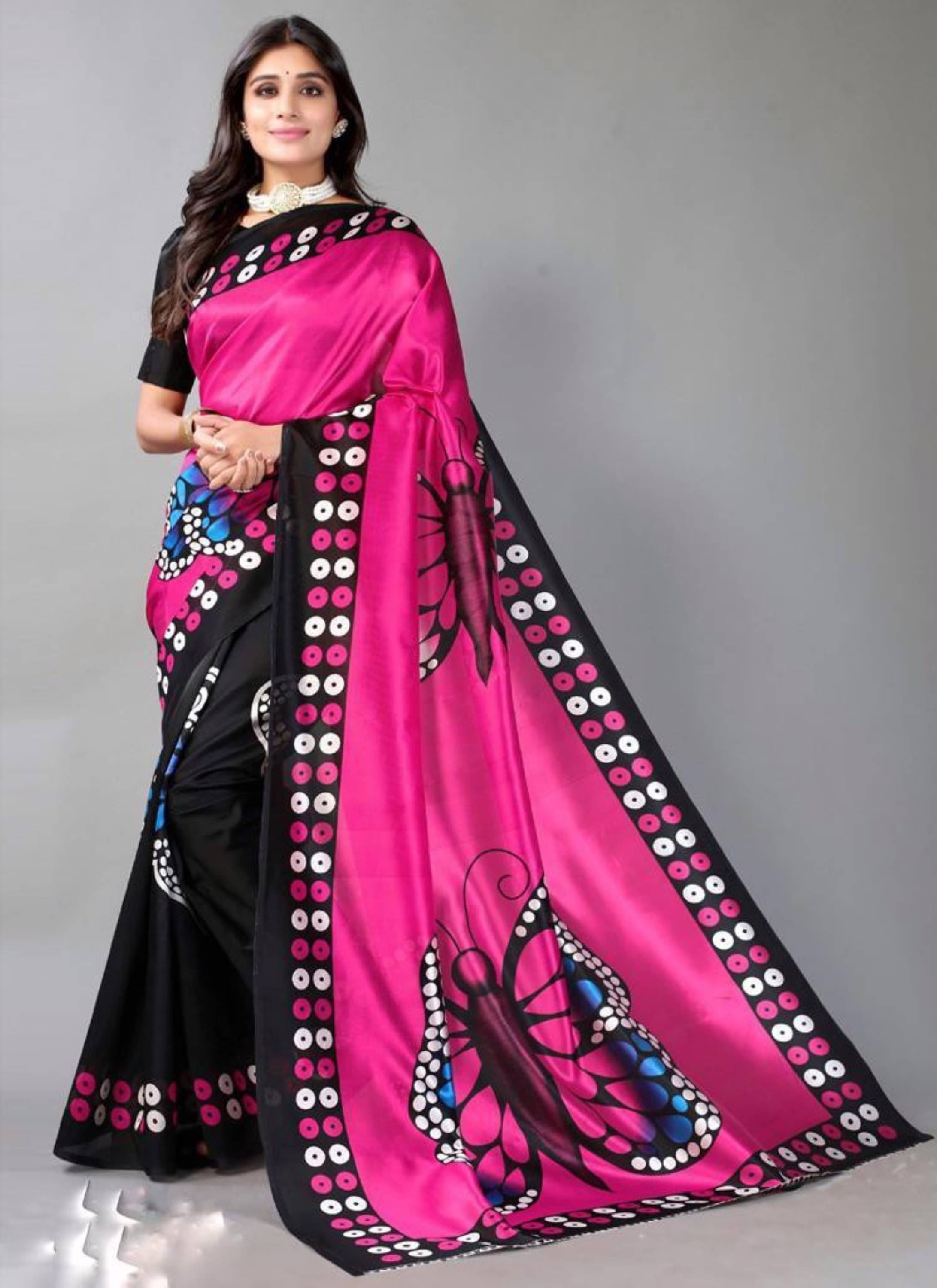     			Nandini Creation Art Silk Printed Saree With Unstitched Blouse Piece ( Multicolor )