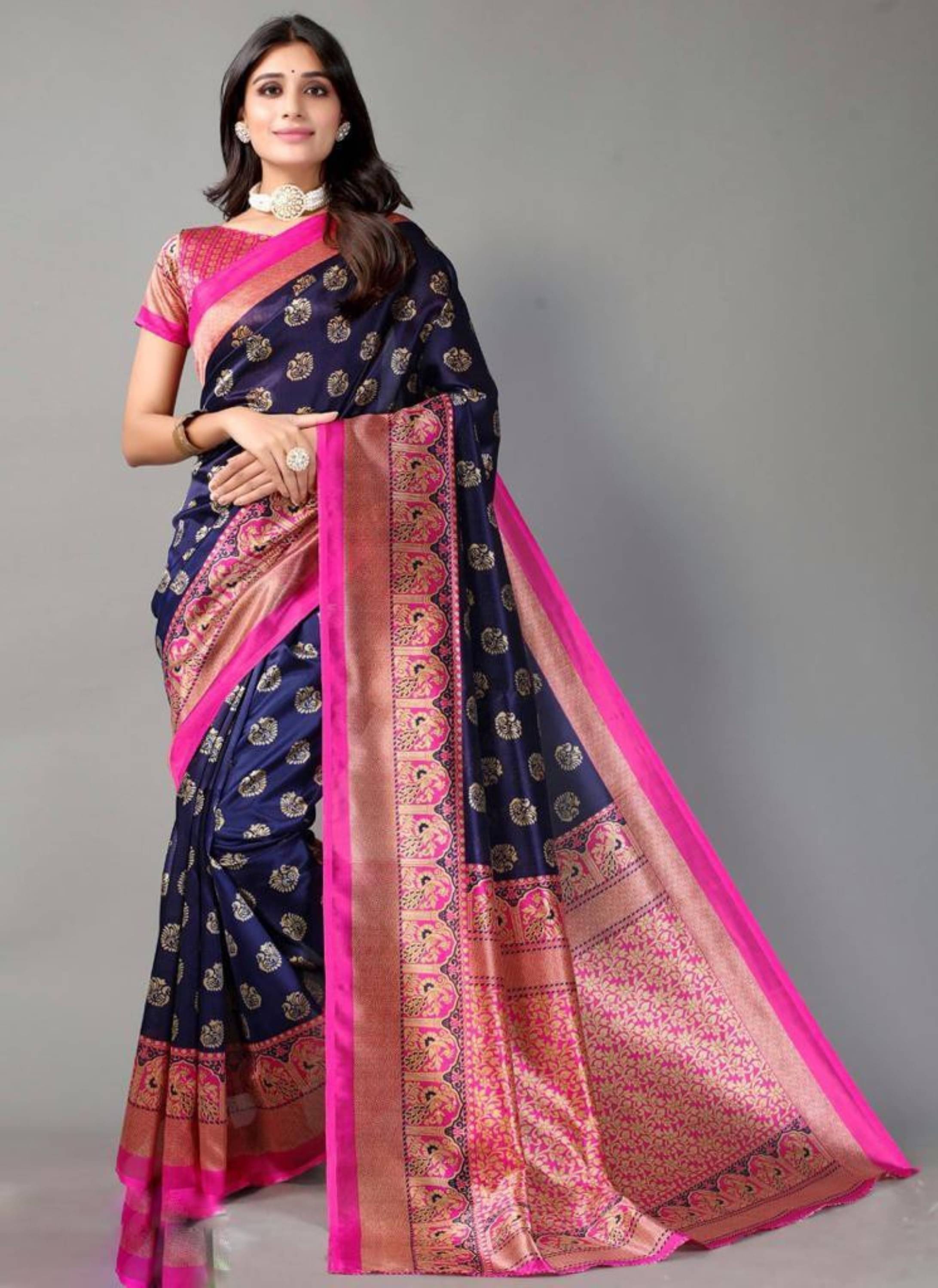 Nandini Creation Art Silk Printed Saree With Unstitched Blouse Piece ( Blue ) Nandini Creation Art Silk Printed Saree With Unstitched Blouse Piece ( Blue )