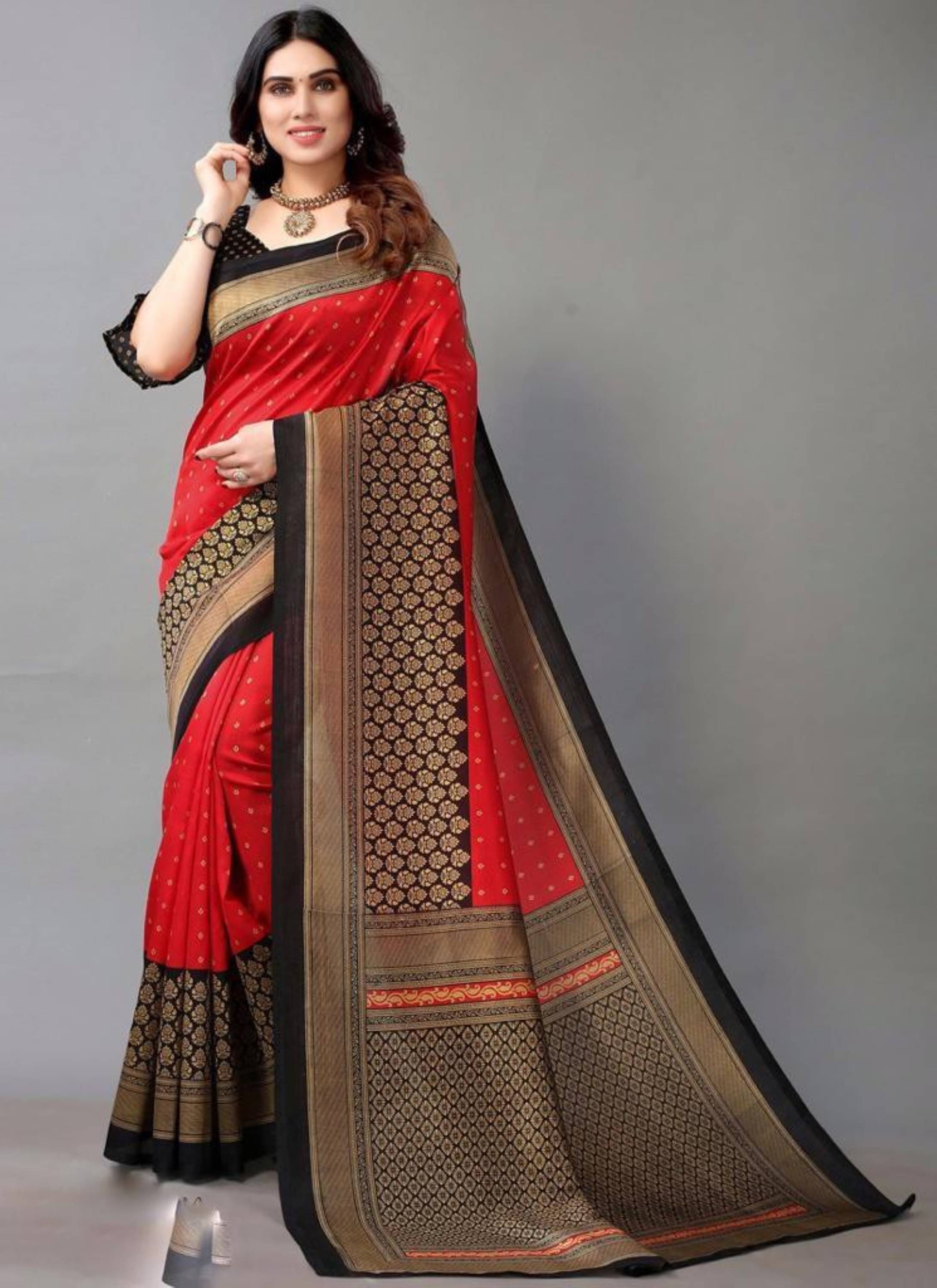     			Nandini Creation Art Silk Solid Saree With Unstitched Blouse Piece ( Multicolor )