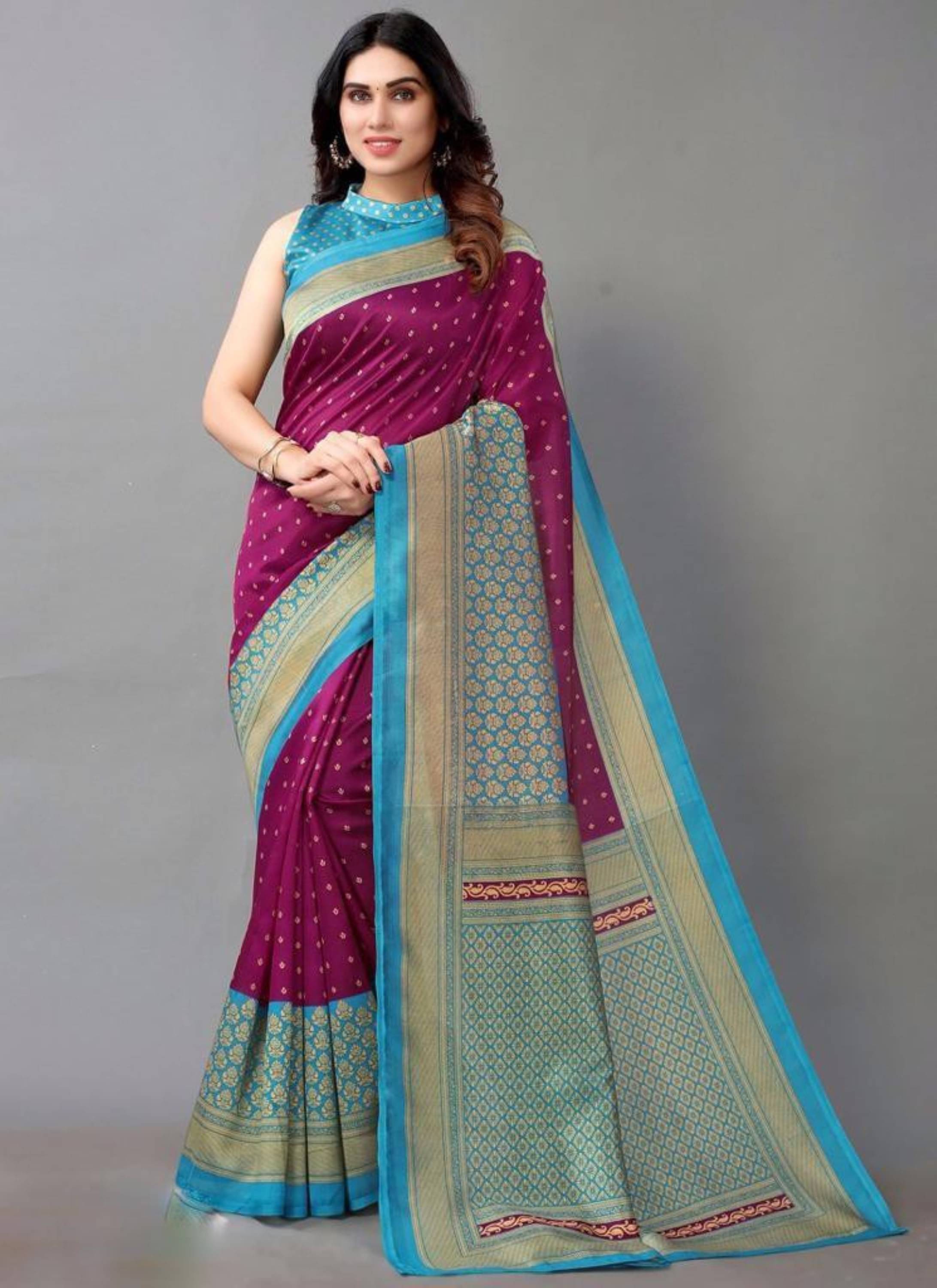 Nandini Creation Art Silk Solid Saree With Unstitched Blouse Piece ( Multicolor ) Nandini Creation Art Silk Solid Saree With Unstitched Blouse Piece ( Multicolor )