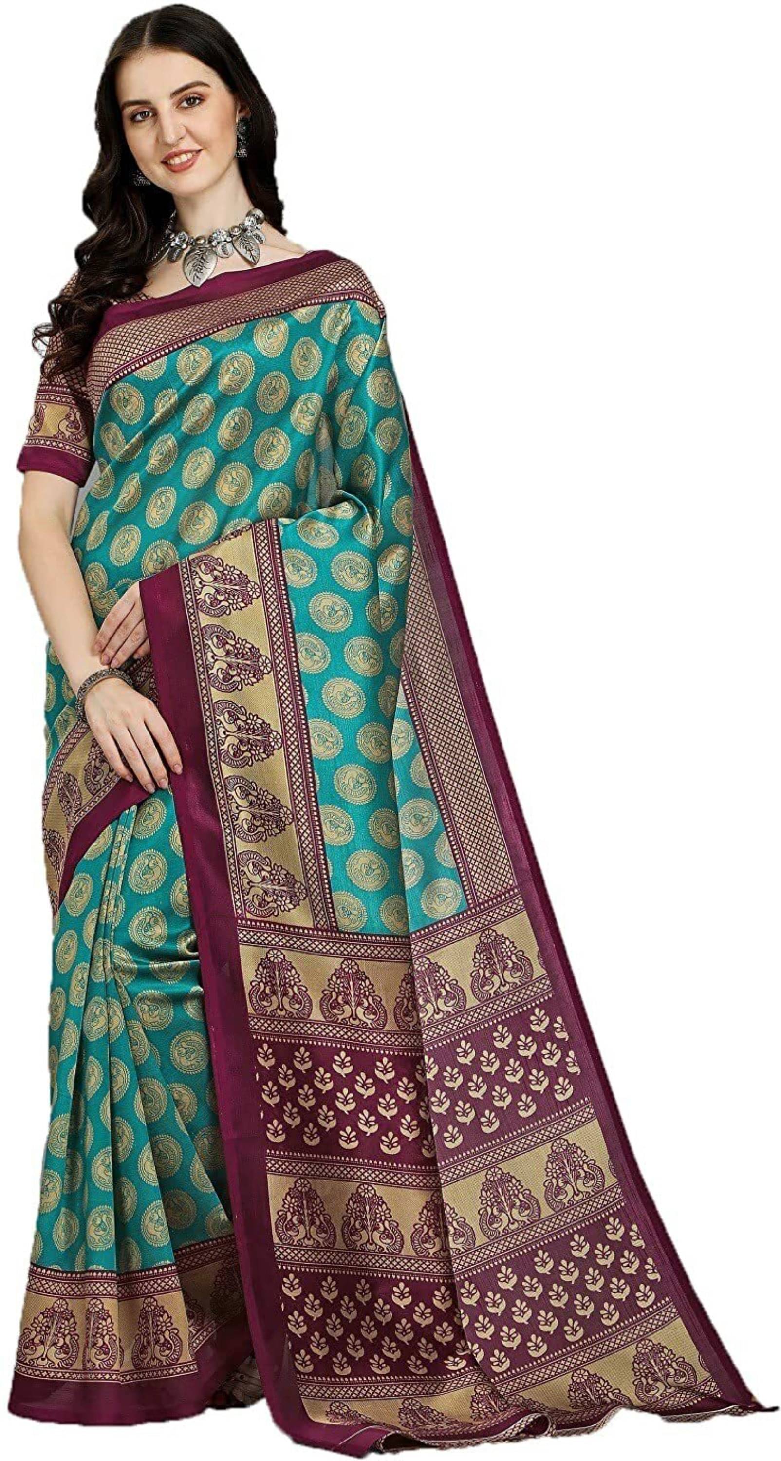 Nandini Creation Art Silk Solid Saree With Unstitched Blouse Piece ( Green ) Nandini Creation Art Silk Solid Saree With Unstitched Blouse Piece ( Green )