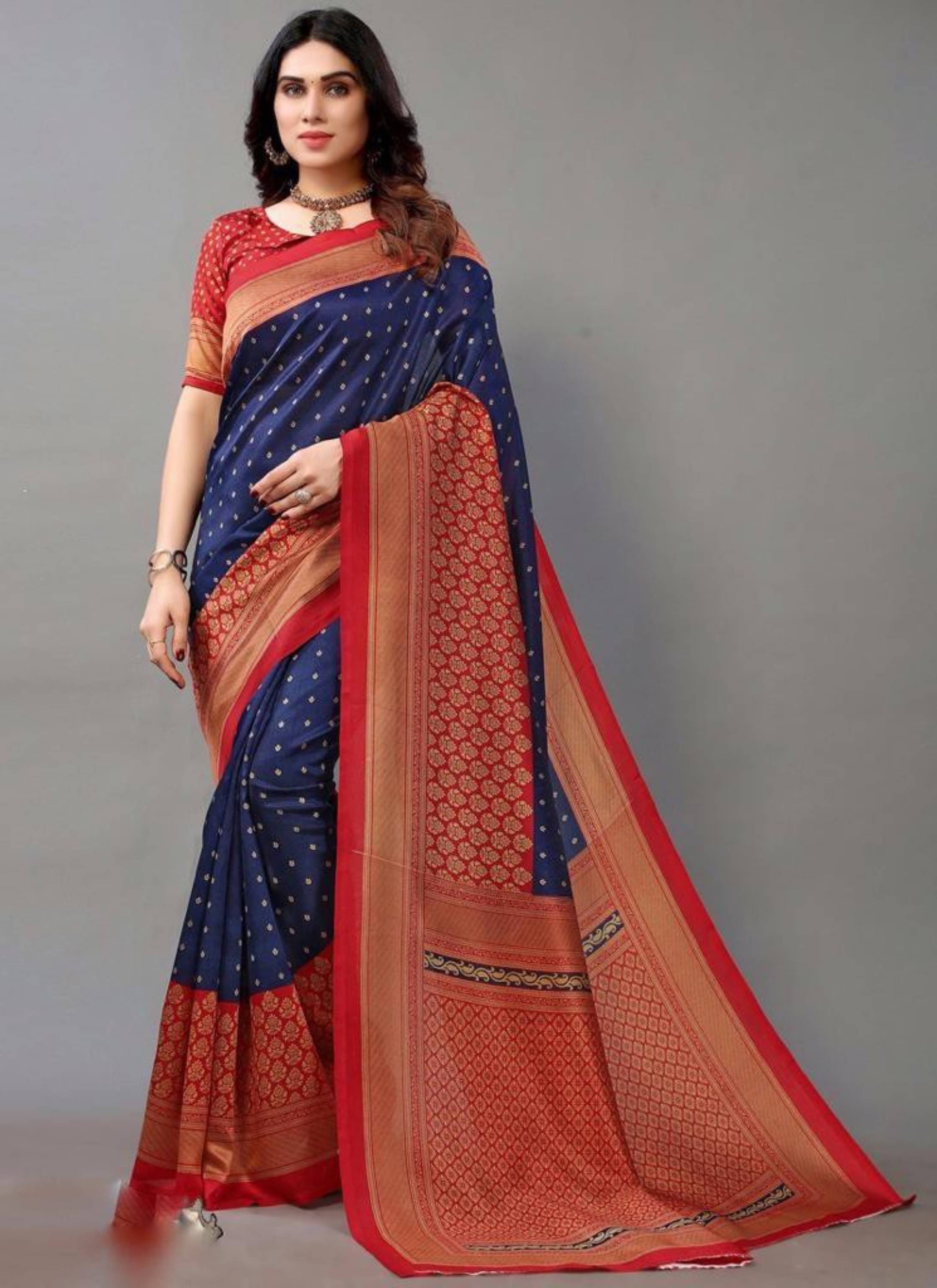 Nandini Creation Art Silk Solid Saree With Unstitched Blouse Piece ( Multicolor ) Nandini Creation Art Silk Solid Saree With Unstitched Blouse Piece ( Multicolor )