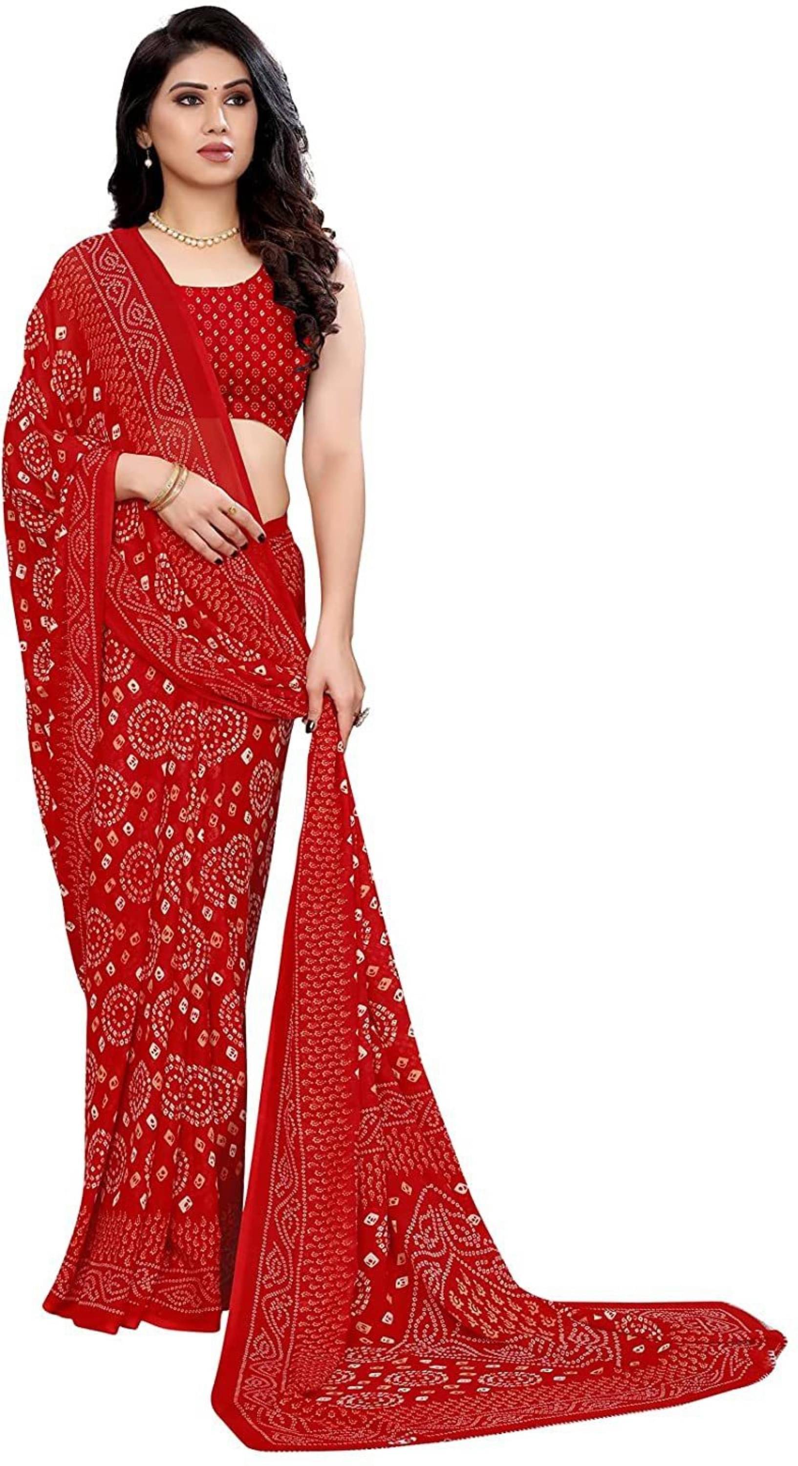     			Nandini Creation Georgette Dyed Saree With Unstitched Blouse Piece ( Multicolor )