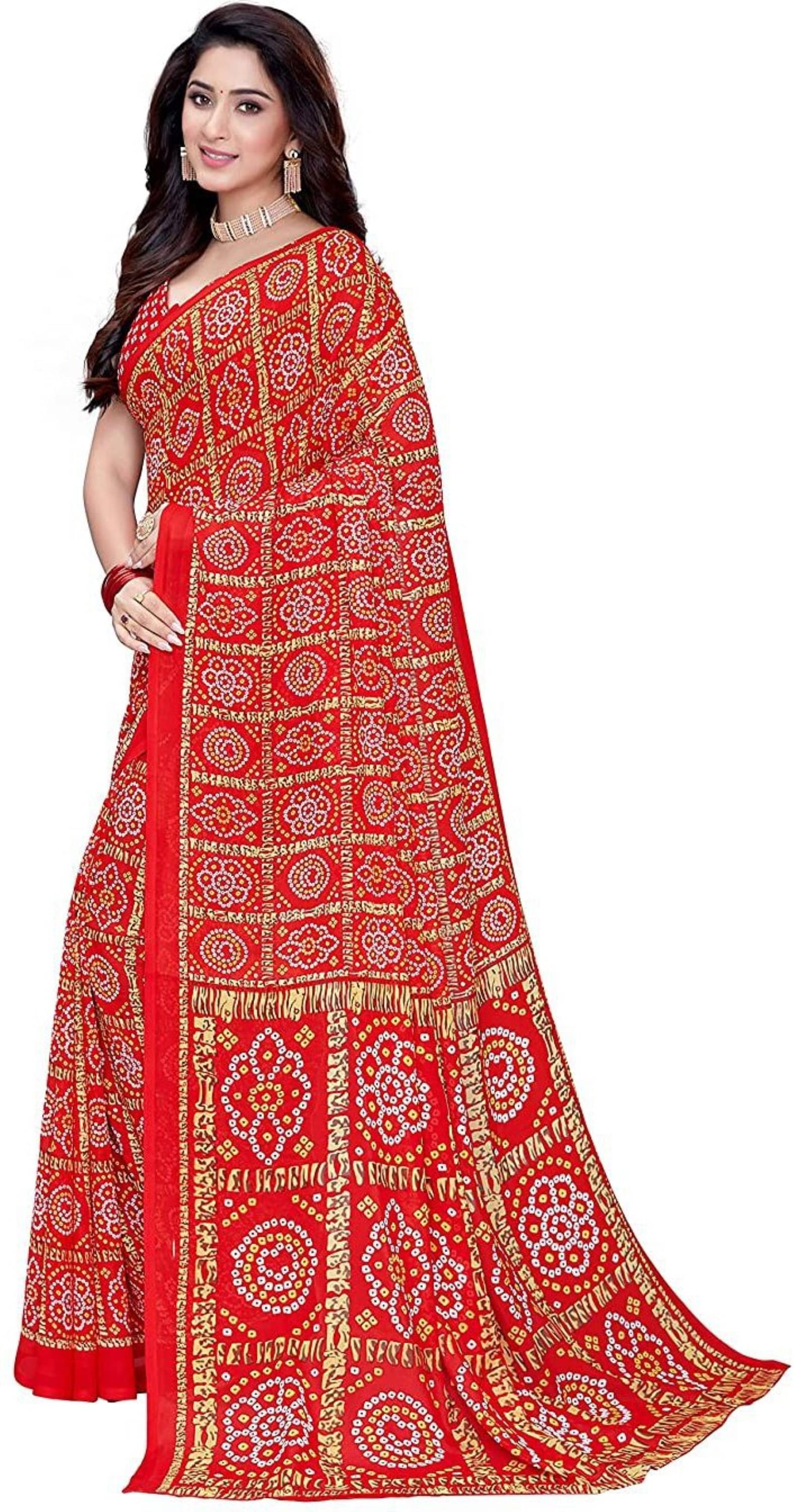     			Nandini Creation Georgette Dyed Saree With Unstitched Blouse Piece ( Multicolor )
