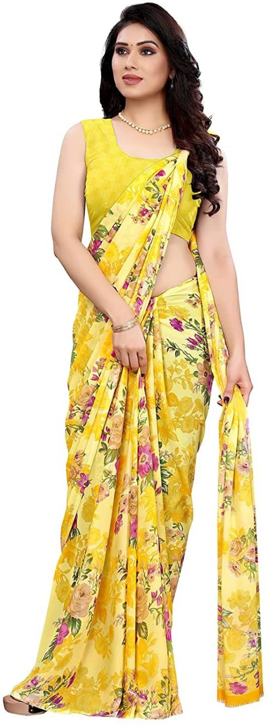 Nandini Creation Georgette Printed Saree With Unstitched Blouse Piece ( Multicolor ) Nandini Creation Georgette Printed Saree With Unstitched Blouse Piece ( Multicolor )