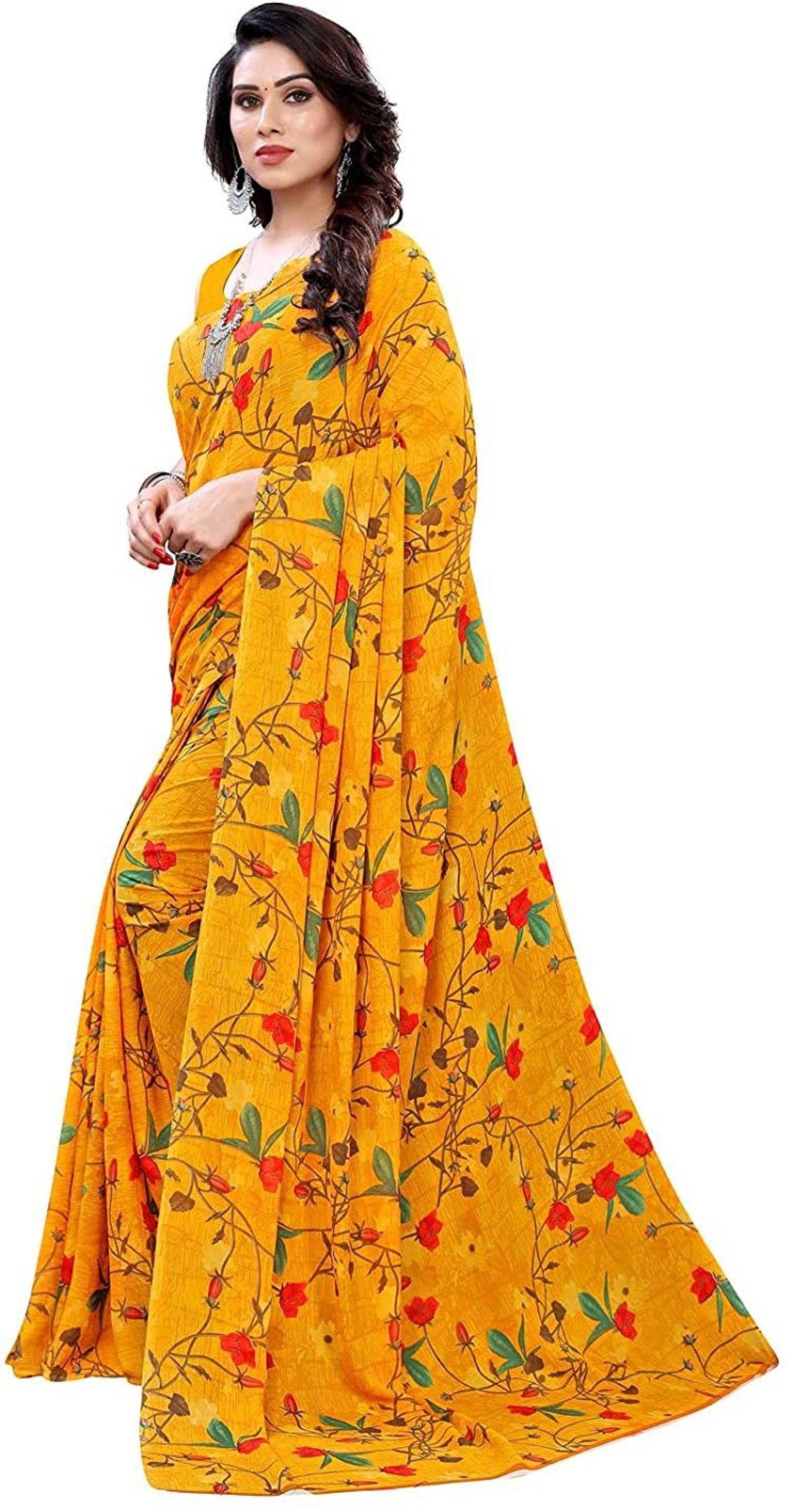     			Nandini Creation Georgette Solid Saree With Unstitched Blouse Piece ( Multicolor )
