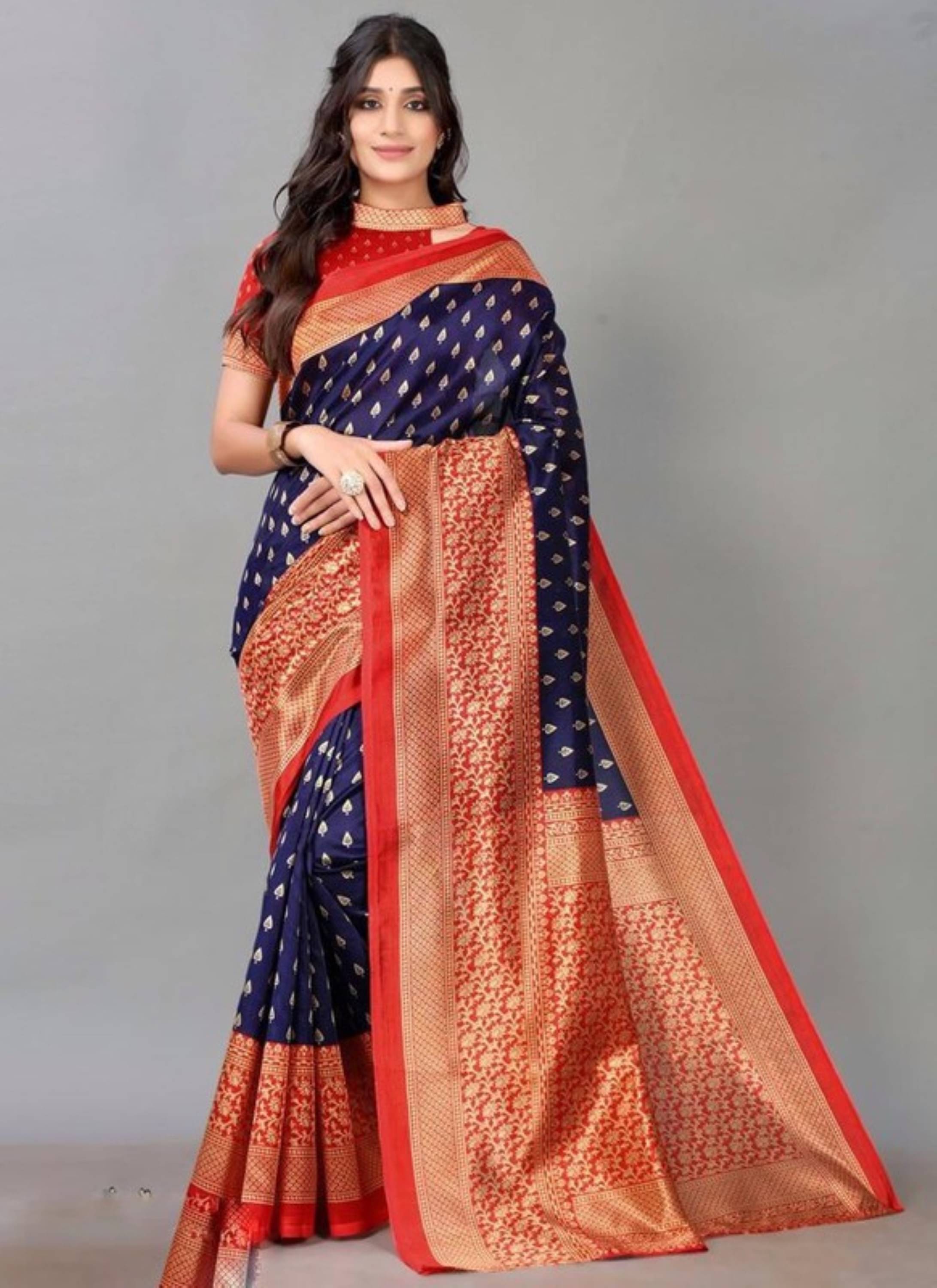 Nandini Creation Silk Blend Printed Saree With Unstitched Blouse Piece ( Multicolor ) Nandini Creation Silk Blend Printed Saree With Unstitched Blouse Piece ( Multicolor )