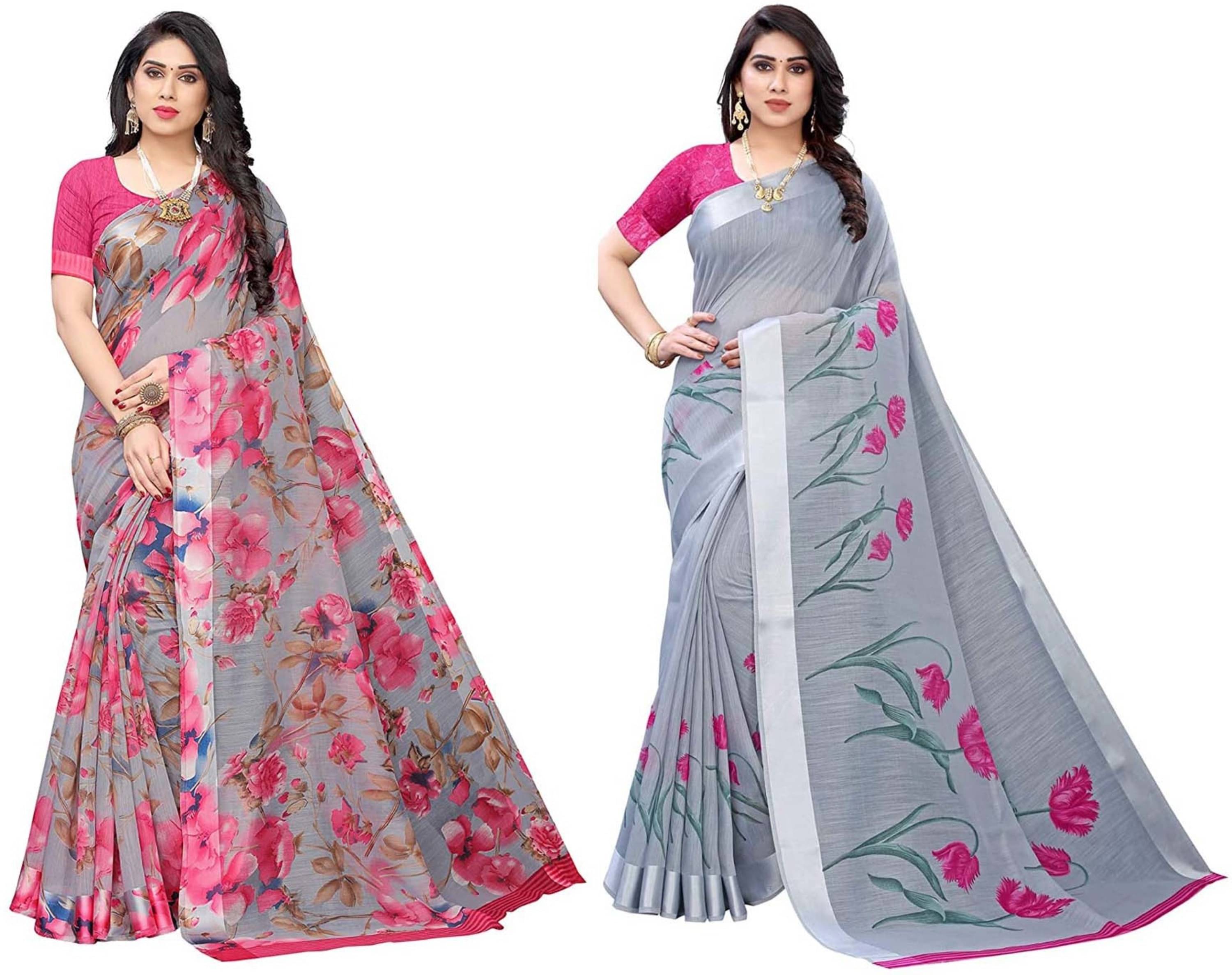 Nandini Creation Silk Blend Solid Saree With Unstitched Blouse Piece ( Pink ) Nandini Creation Silk Blend Solid Saree With Unstitched Blouse Piece ( Pink )