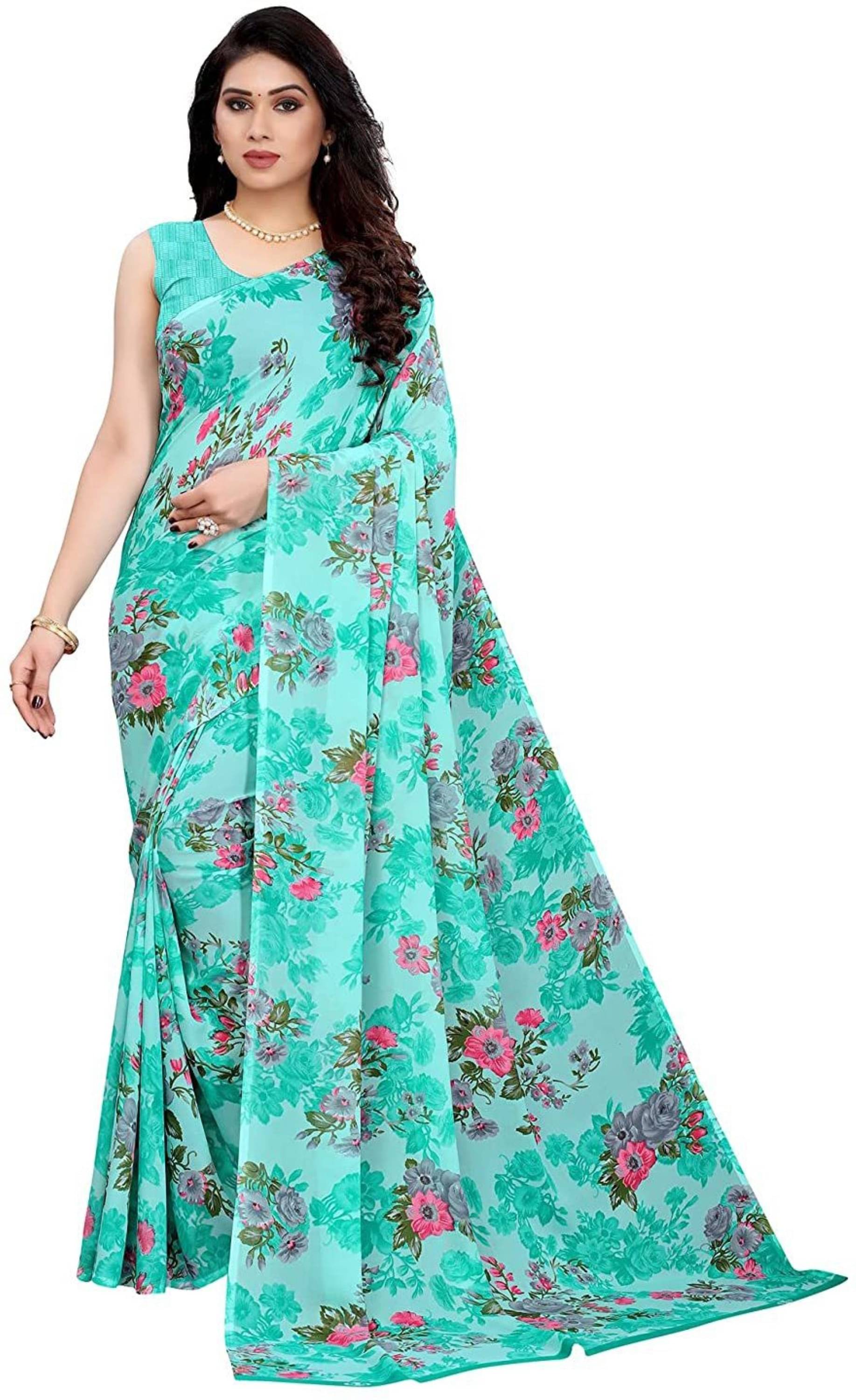     			Nandini Creation Silk Blend Solid Saree With Unstitched Blouse Piece ( Light Blue )