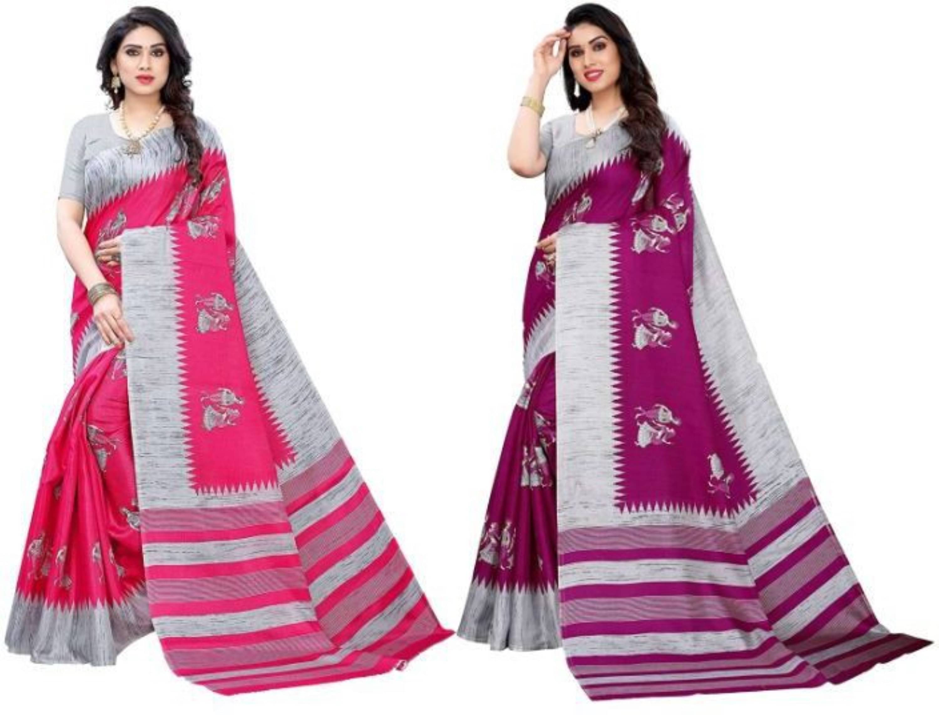     			Nandini Creation Silk Solid Saree With Unstitched Blouse Piece ( Multicolor )