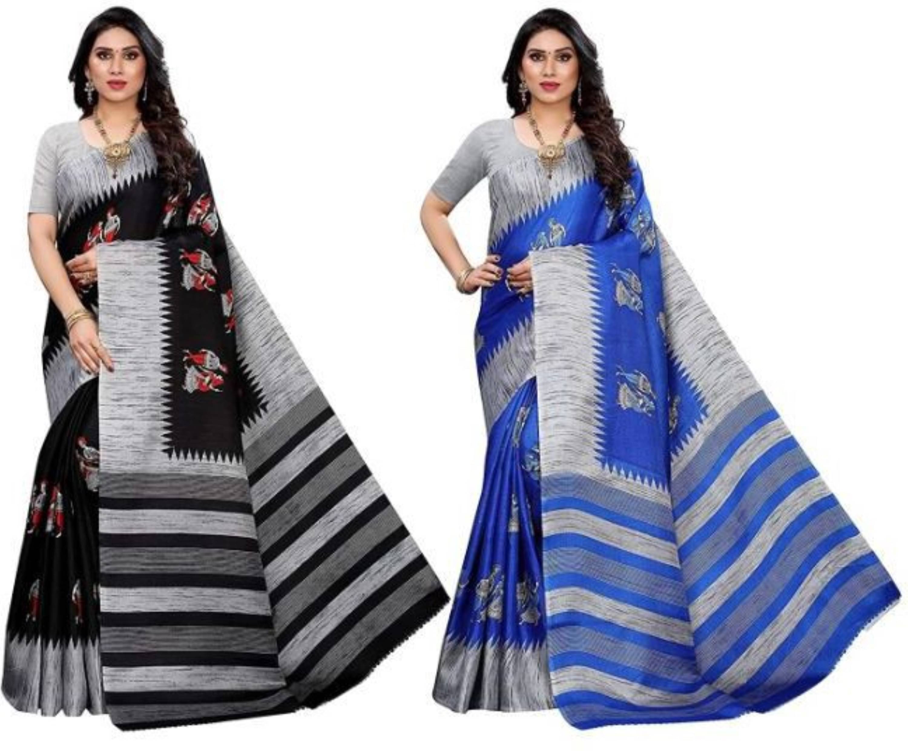Nandini Creation Silk Solid Saree With Unstitched Blouse Piece ( Multicolor ) Nandini Creation Silk Solid Saree With Unstitched Blouse Piece ( Multicolor )