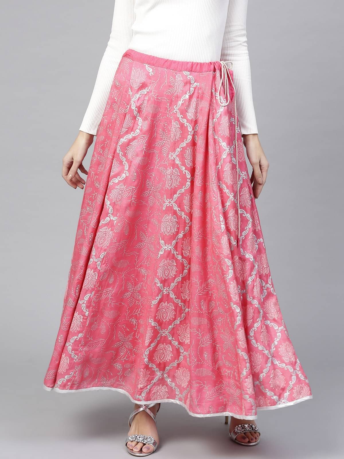     			Pannkh Pink Viscose Women's Flared Skirt ( Pack of 1 )