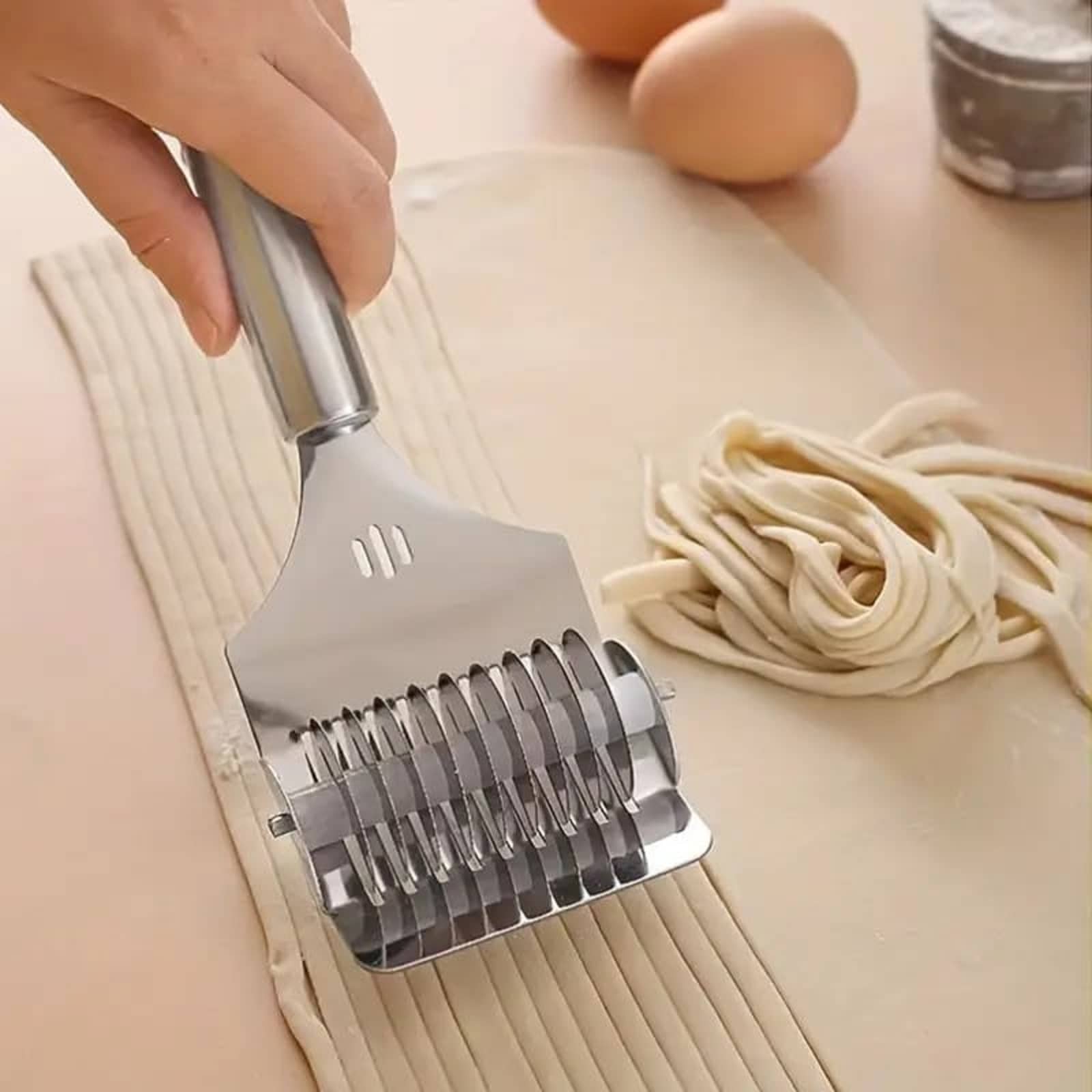 Revernest Silver Stainless Steel 1 Noodle Maker, Spaghetti Cutter, Mathri Cutter (Set of 1)