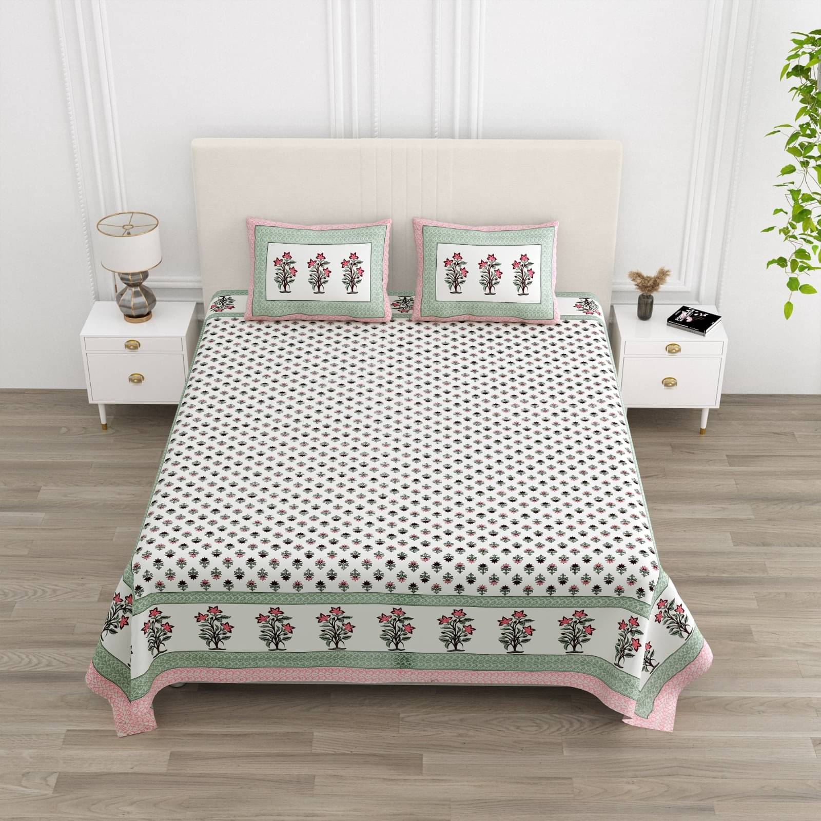 Shubastik Cotton 1 Double Queen Bedsheet with 2 Pillow Covers ( Pink )     			Shubastik Cotton 1 Double Queen Bedsheet with 2 Pillow Covers ( Pink )