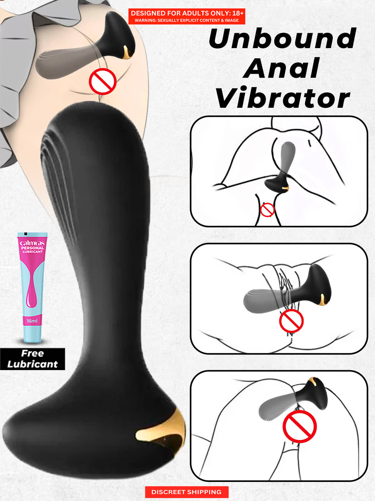 Skin Safe Waterproof Vibrating Anal Plug with Easy Insertion