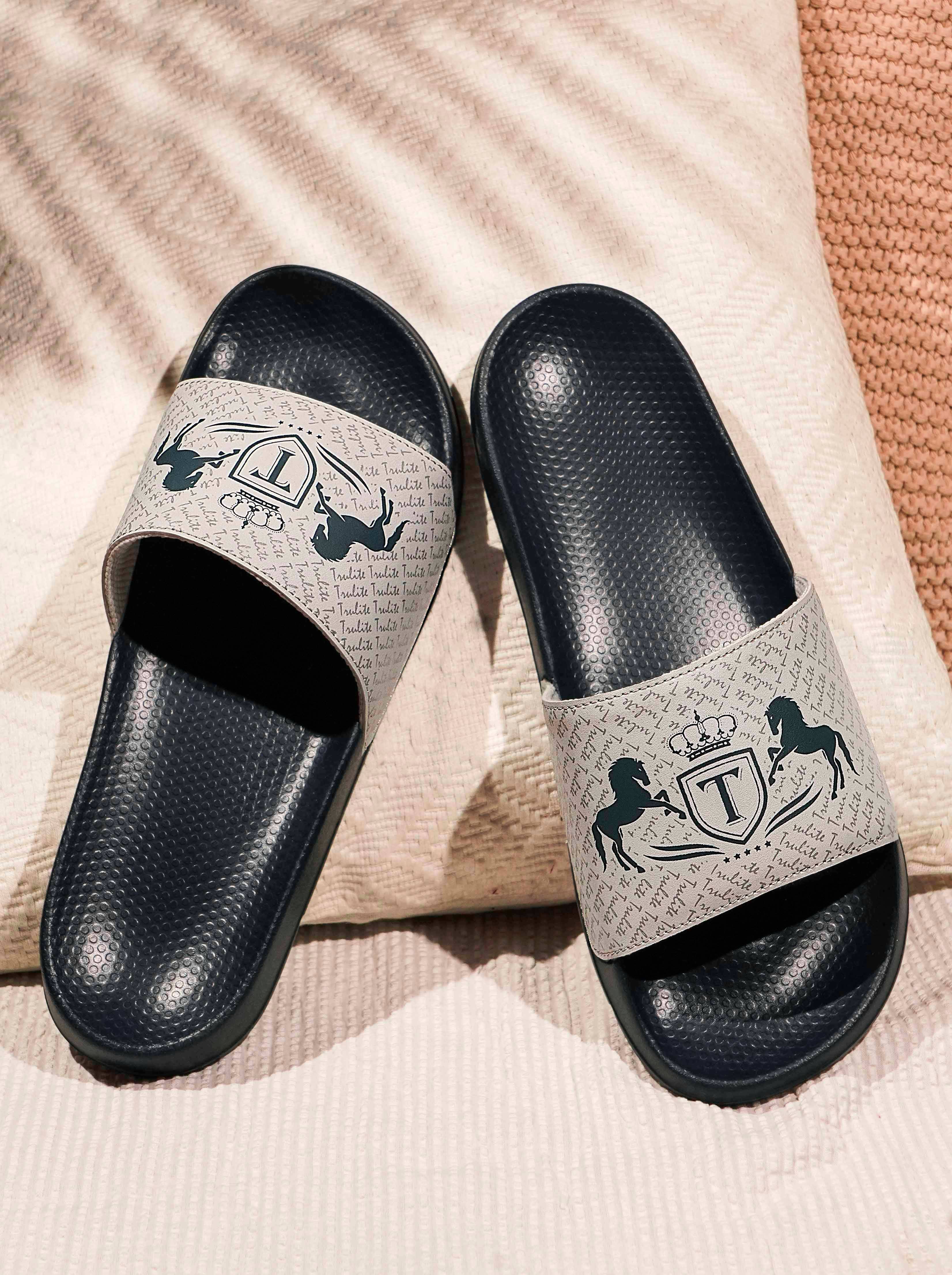     			Trulite Grey Men's Slide Flip Flop