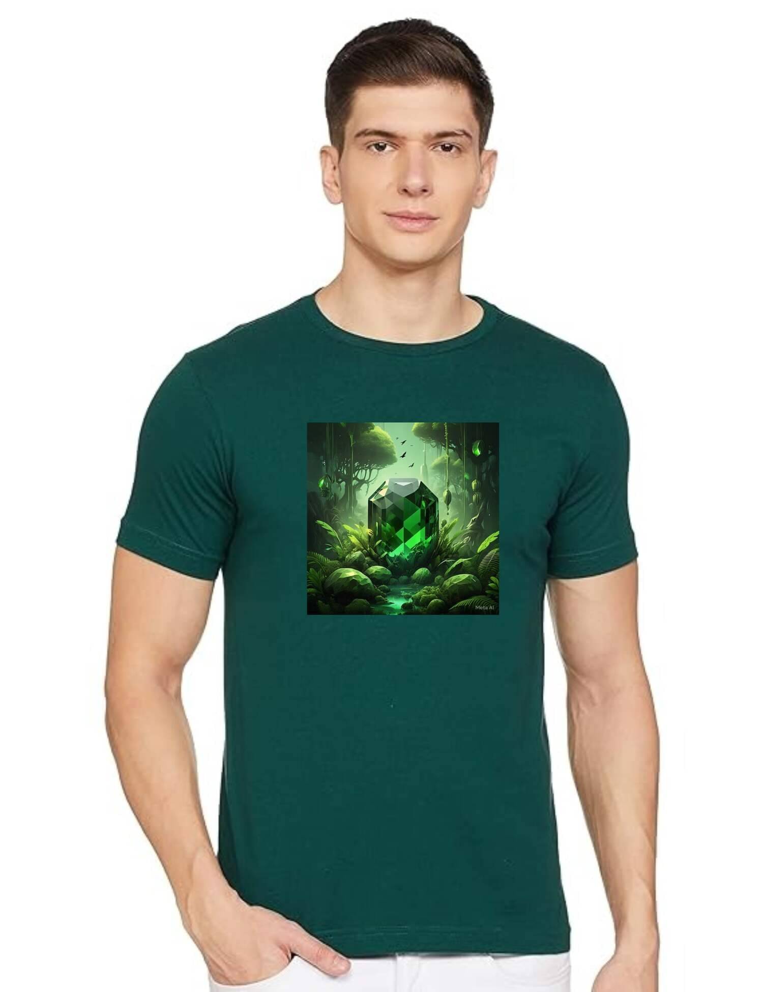     			Zyra Fashion Cotton Blend Regular Fit Printed Half Sleeves Men's Round T-Shirt - Green ( Pack of 1 )
