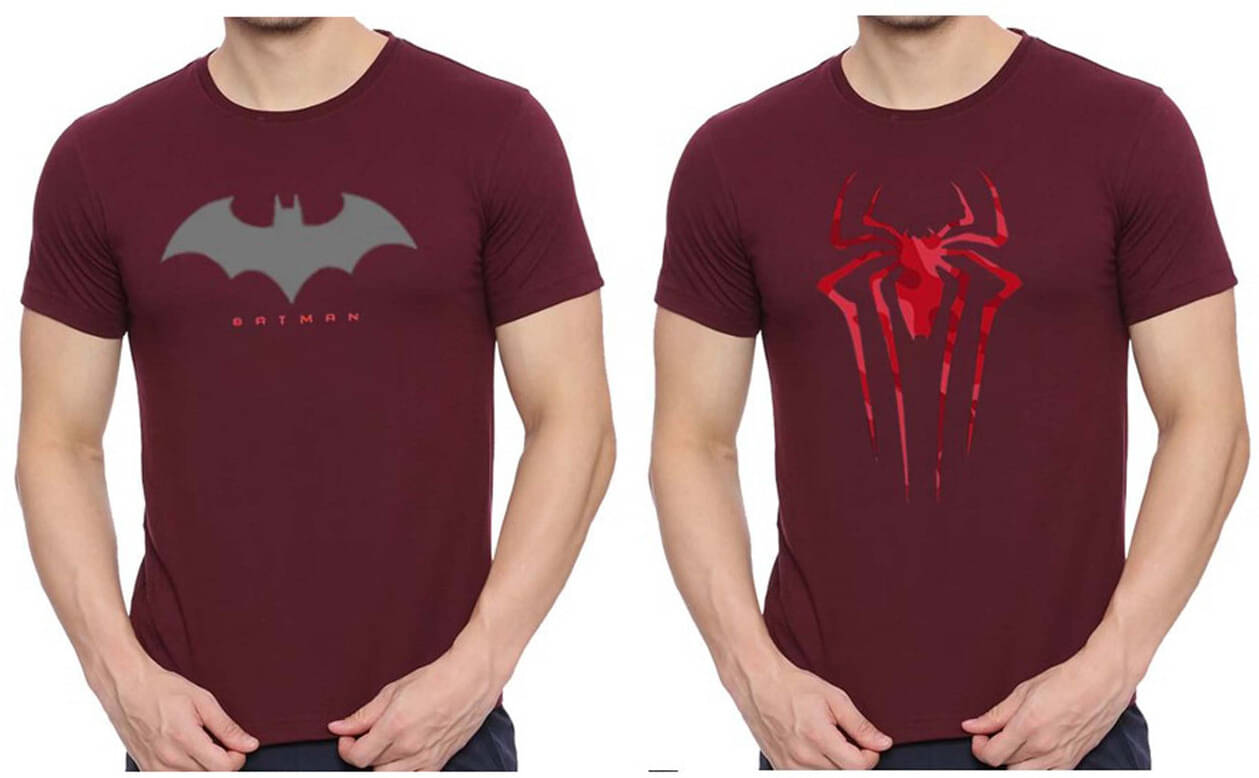     			code yellow Polyester Regular Fit Printed Half Sleeves Men's Round T-Shirt - Maroon ( Pack of 2 )