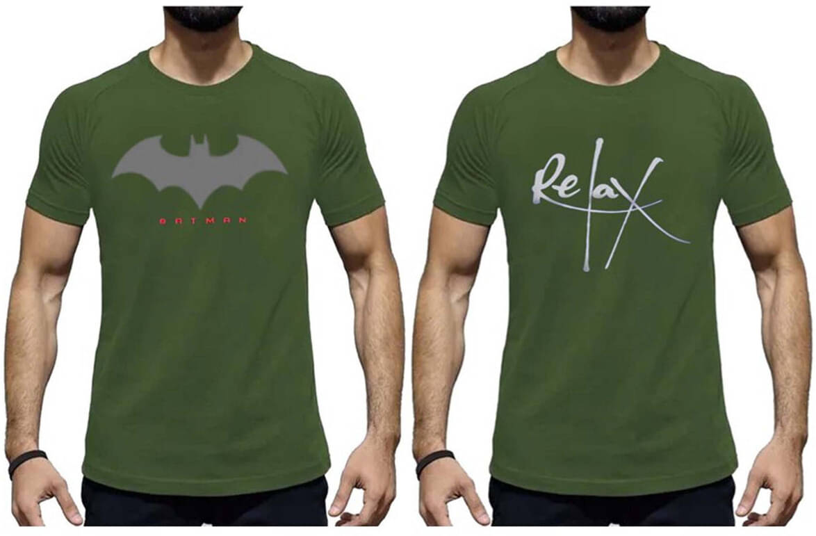     			code yellow Polyester Regular Fit Printed Half Sleeves Men's Round T-Shirt - Green ( Pack of 2 )