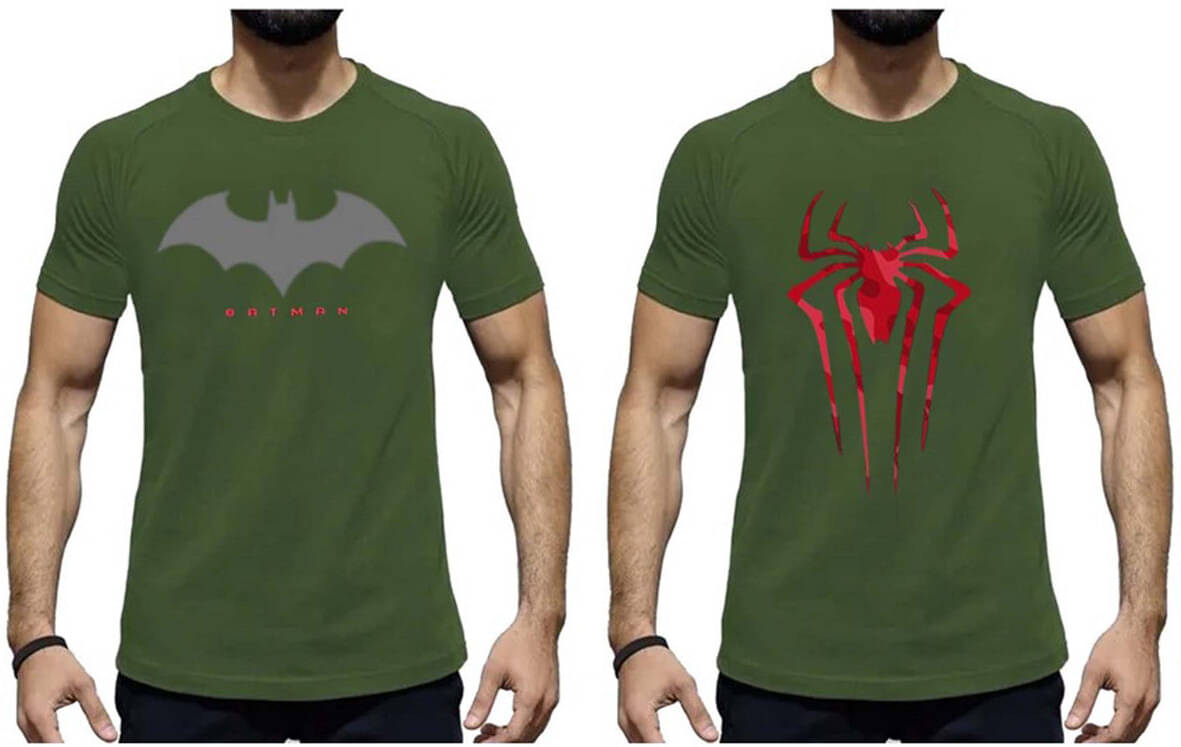     			code yellow Polyester Regular Fit Printed Half Sleeves Men's Round T-Shirt - Green ( Pack of 2 )
