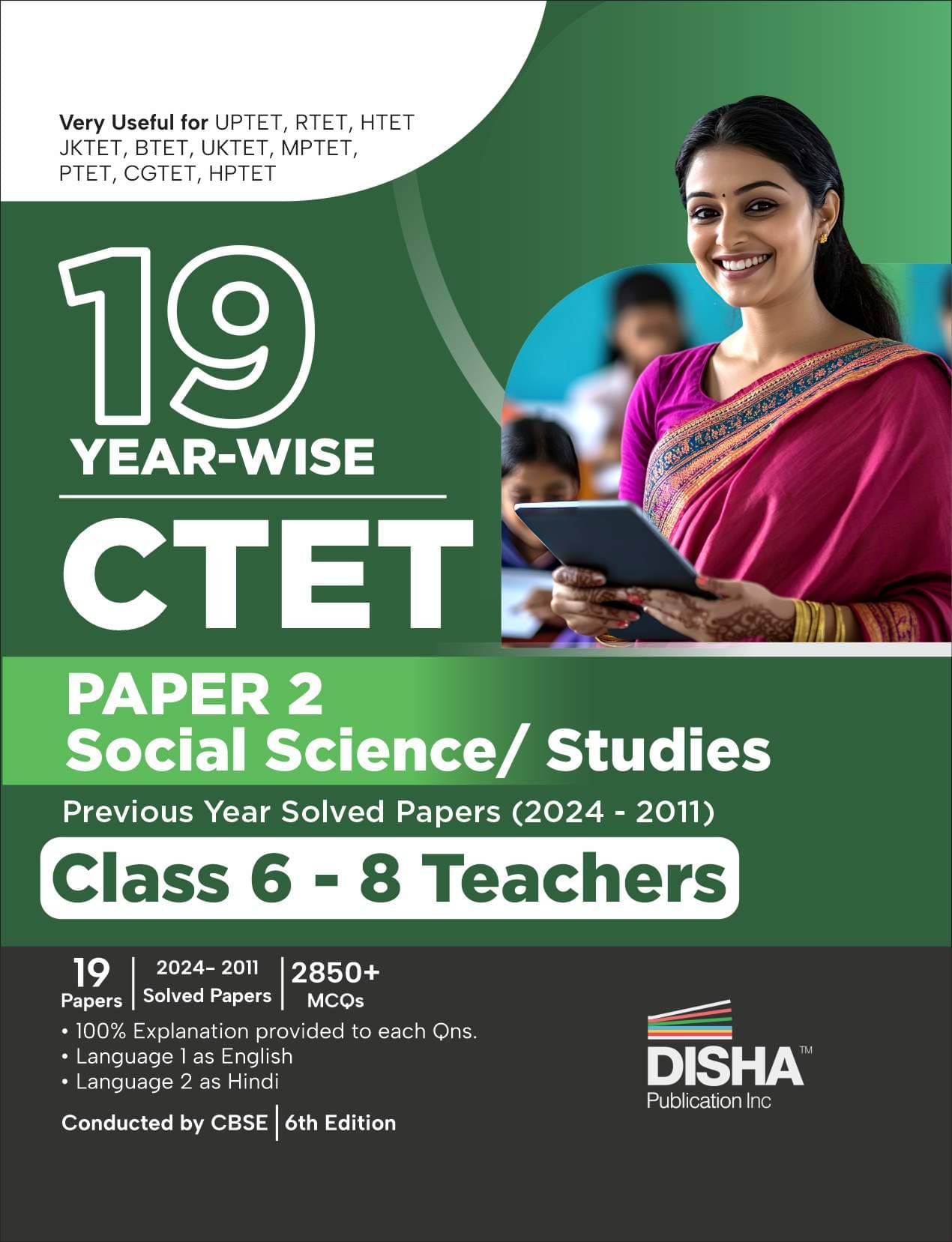     			19 Year-wise CTET Paper 2 (Social Science/ Studies) Previous Year Solved Papers (2024 - 2011) - Class 6 - 8 Teachers - 6th English Edition | Central T