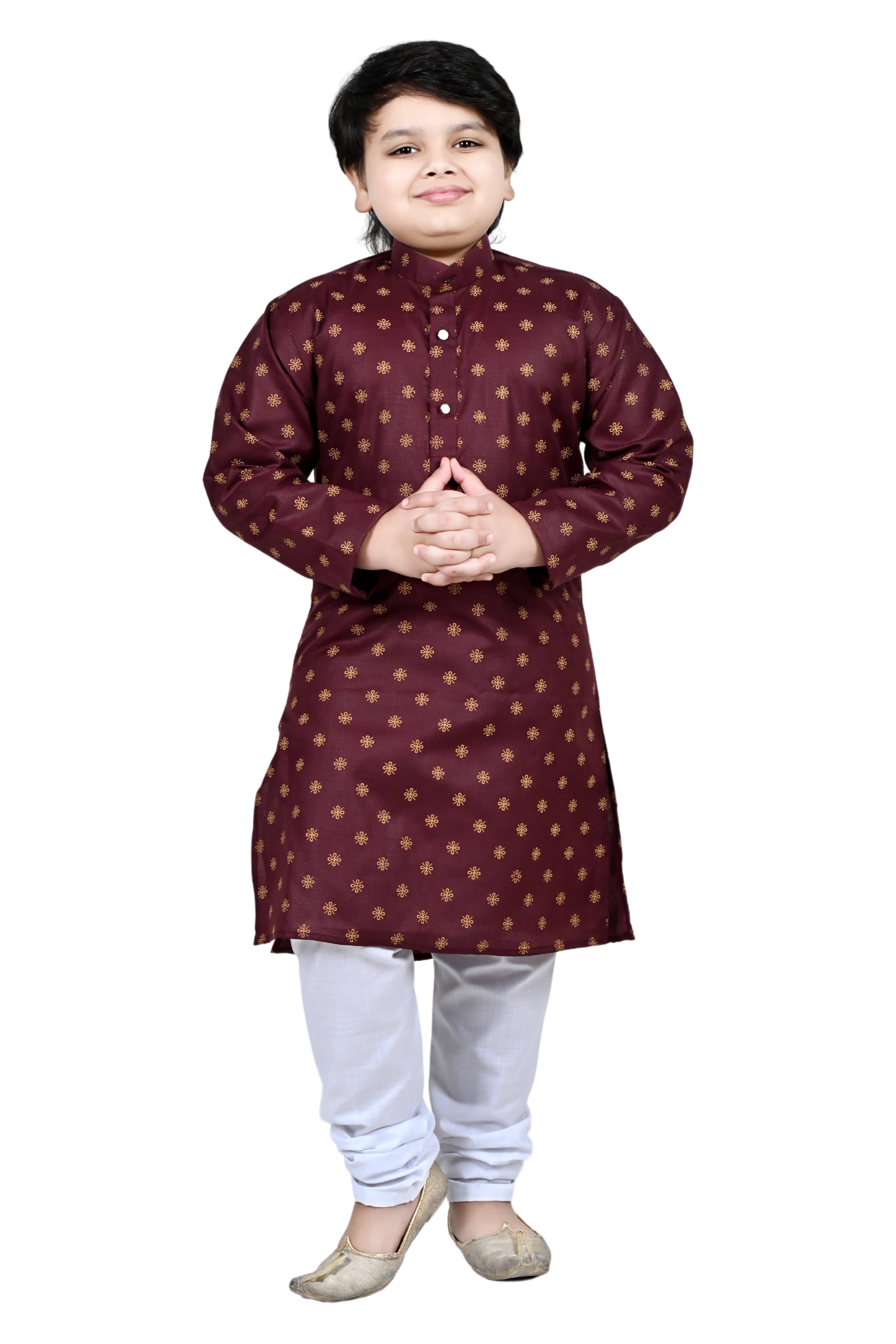 Arshia Fashions Boys Cotton Blend Ethnic - Pattern Kurta Pyjama Set ( Maroon , Pack of 1 ) - Kurtas & Kurta Sets | Buy online on ZillyBuy