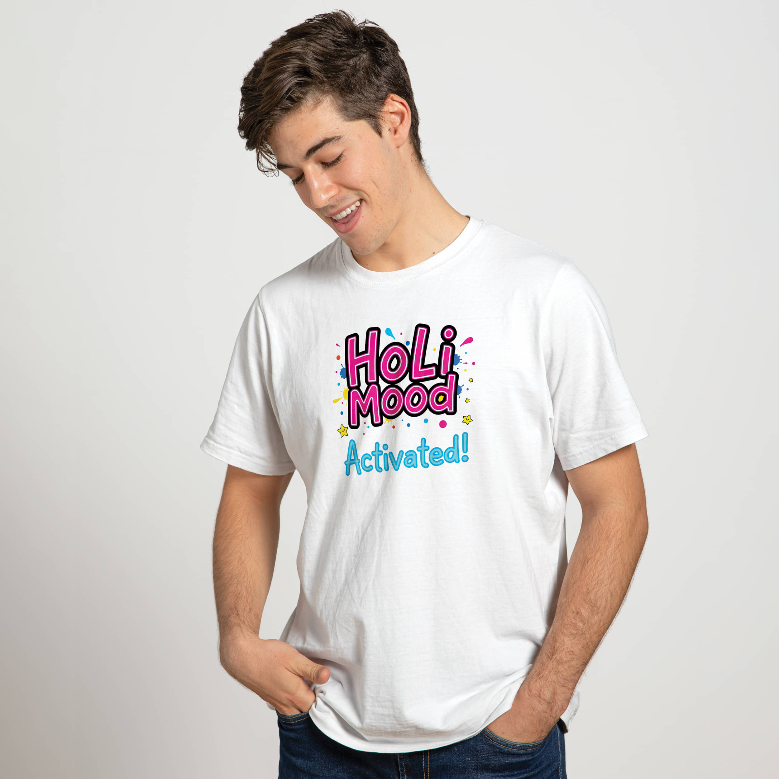     			Binayak Stores Polyester Regular Fit Printed Half Sleeves Men's Round T-Shirt - White ( Pack of 1 )