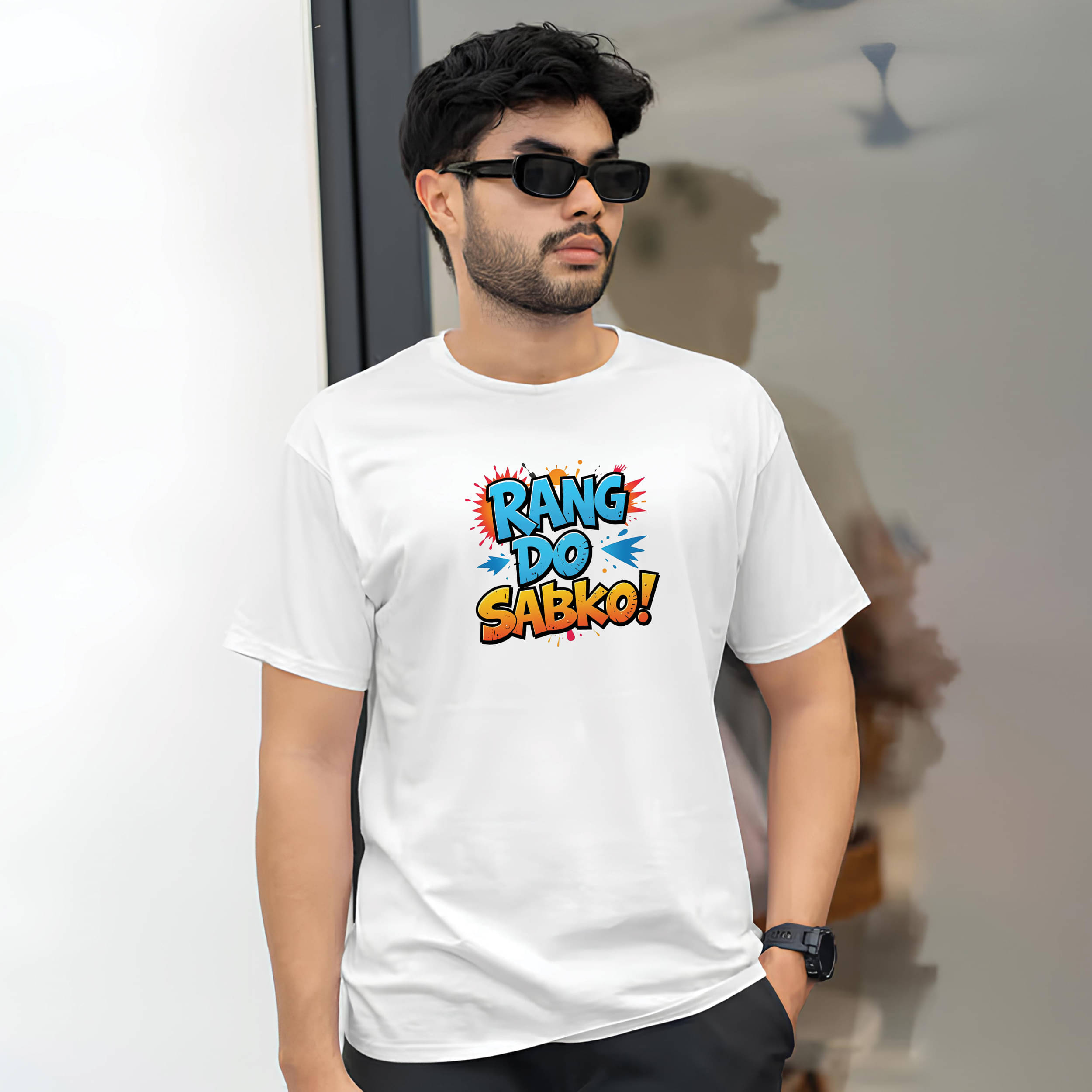     			Binayak Stores Polyester Regular Fit Printed Half Sleeves Men's Round T-Shirt - White ( Pack of 1 )