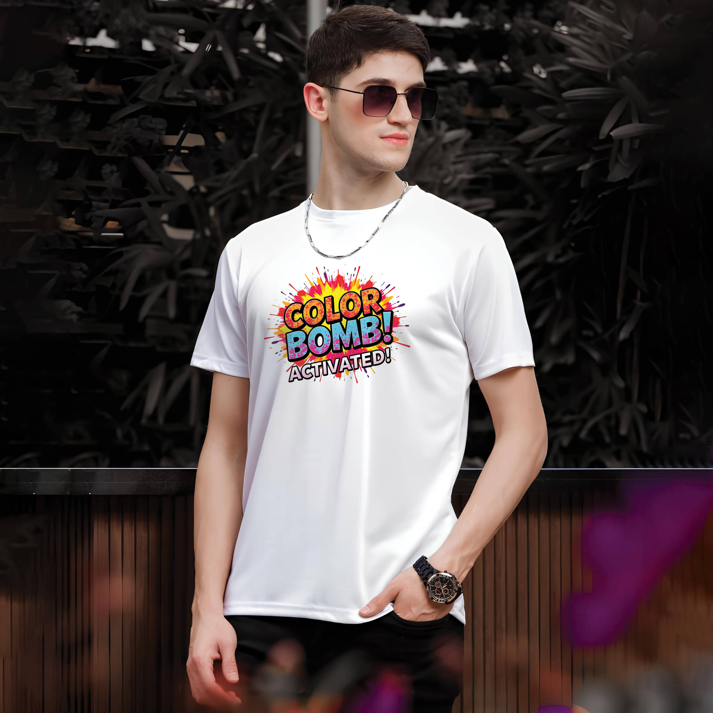     			Binayak Stores Polyester Regular Fit Printed Half Sleeves Men's Round T-Shirt - White ( Pack of 1 )