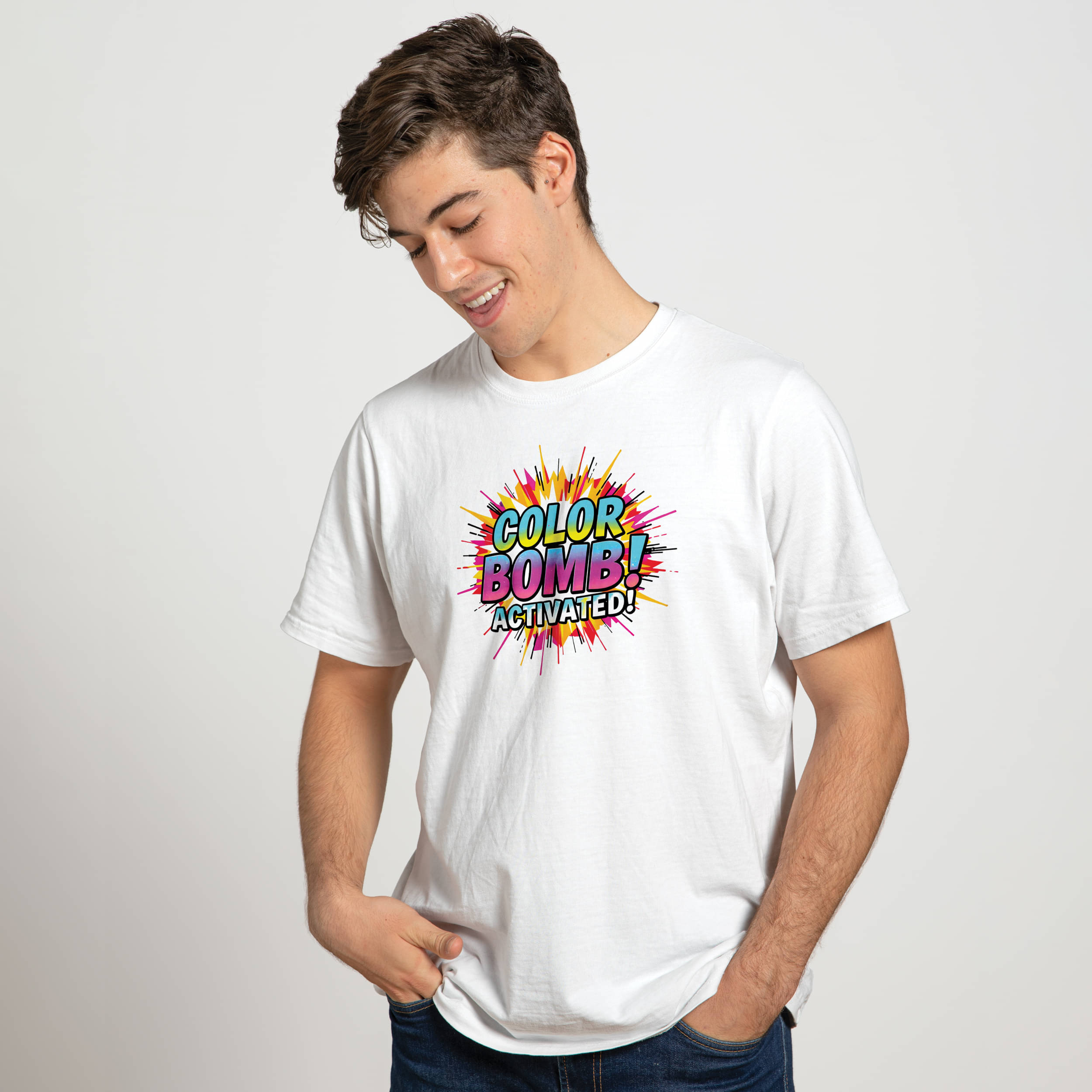 Binayak Stores Polyester Regular Fit Printed Half Sleeves Men's Round T-Shirt - White ( Pack of 1 ) Binayak Stores Polyester Regular Fit Printed Half Sleeves Men's Round T-Shirt - White ( Pack of 1 )