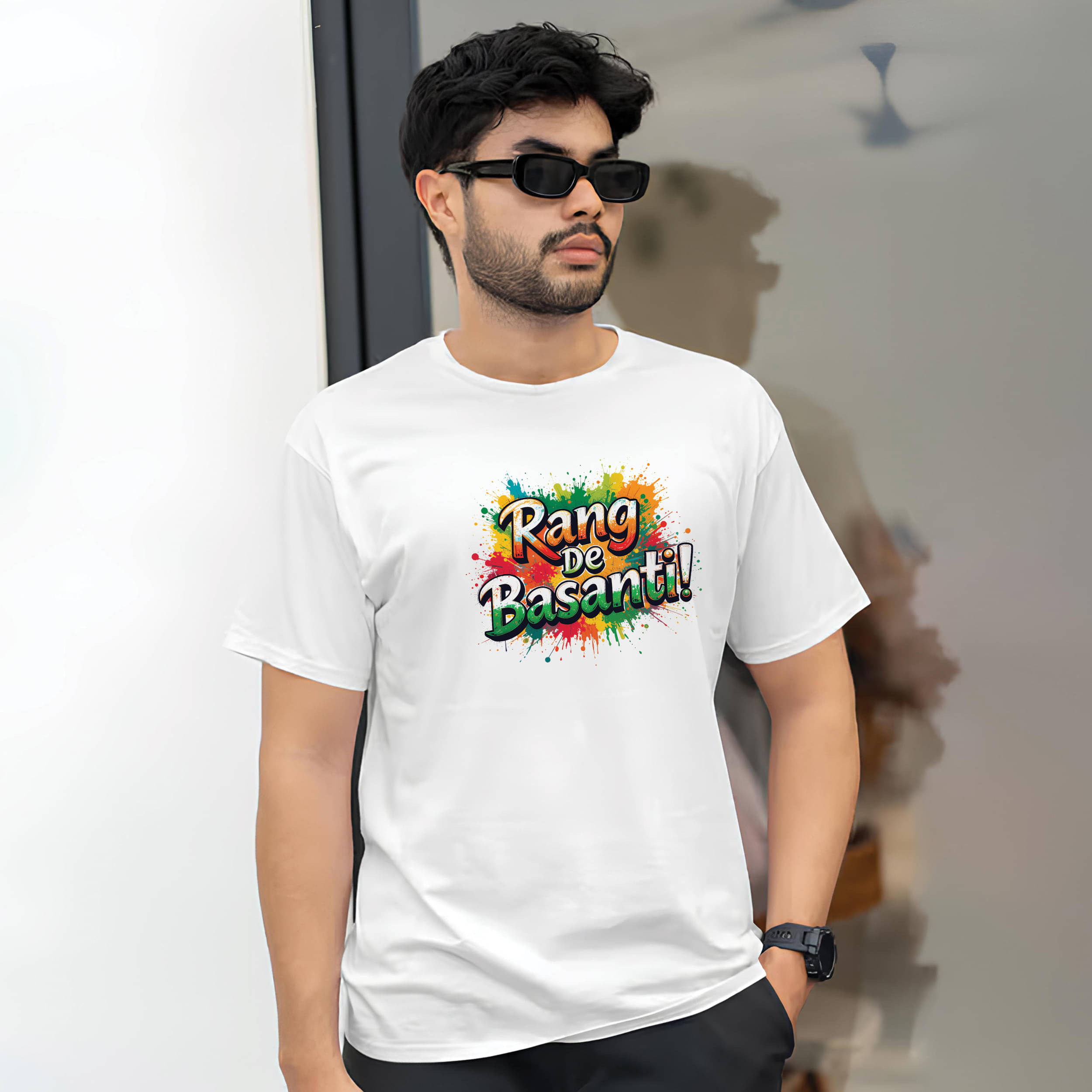     			Binayak Stores Polyester Regular Fit Printed Half Sleeves Men's Round T-Shirt - White ( Pack of 1 )