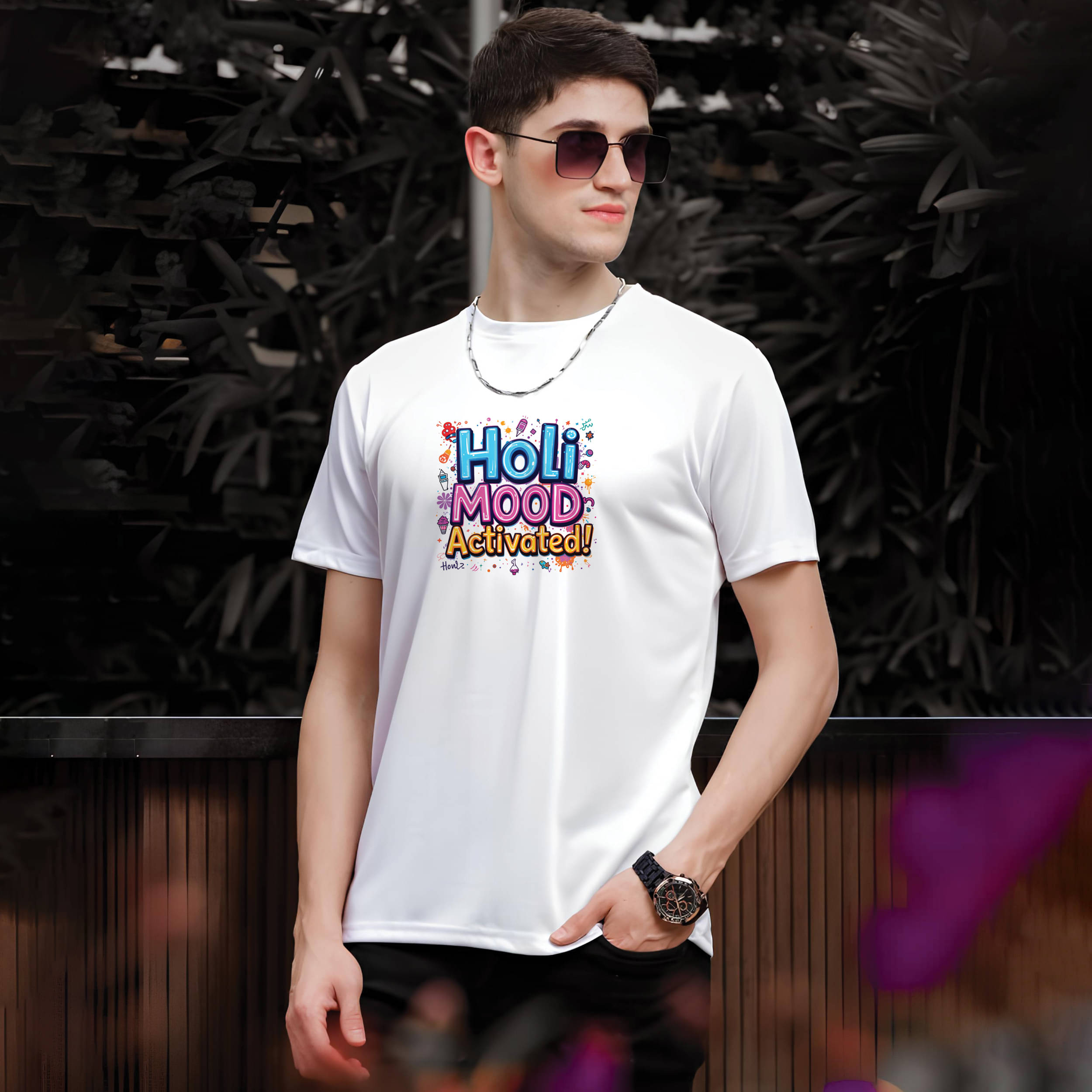     			Binayak Stores Polyester Regular Fit Printed Half Sleeves Men's Round T-Shirt - White ( Pack of 1 )