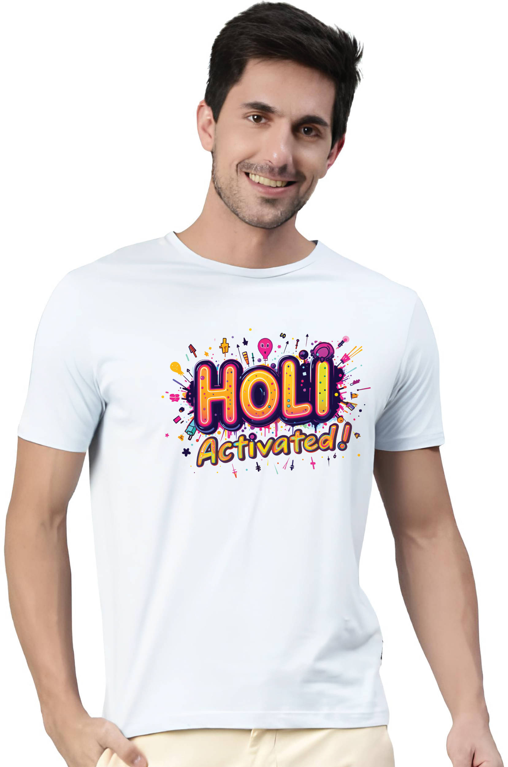 Binayak Stores Polyester Regular Fit Printed Half Sleeves Men's Round T-Shirt - White ( Pack of 1 ) Binayak Stores Polyester Regular Fit Printed Half Sleeves Men's Round T-Shirt - White ( Pack of 1 )