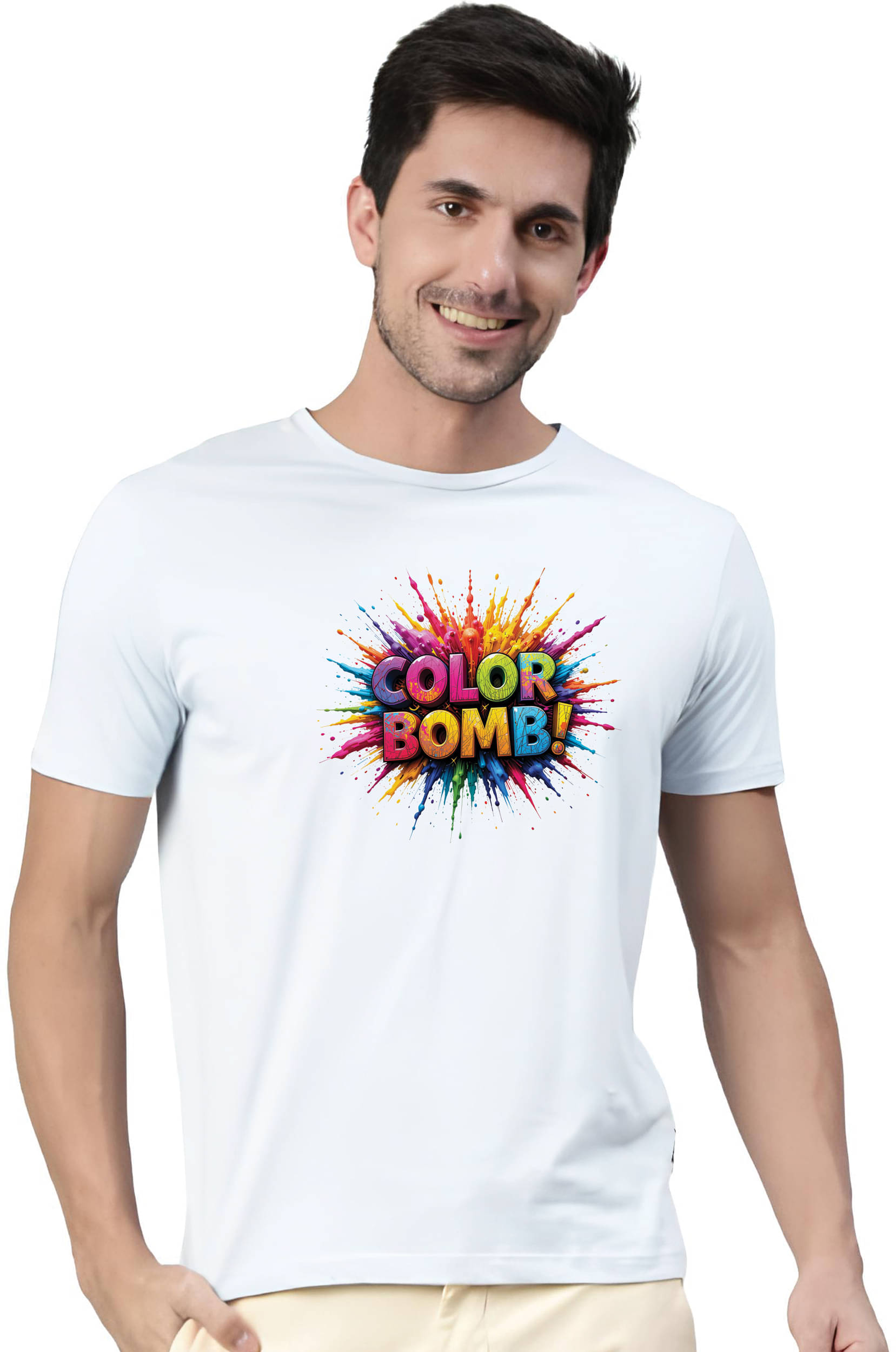 Binayak Stores Polyester Regular Fit Printed Half Sleeves Men's Round T-Shirt - White ( Pack of 1 ) Binayak Stores Polyester Regular Fit Printed Half Sleeves Men's Round T-Shirt - White ( Pack of 1 )