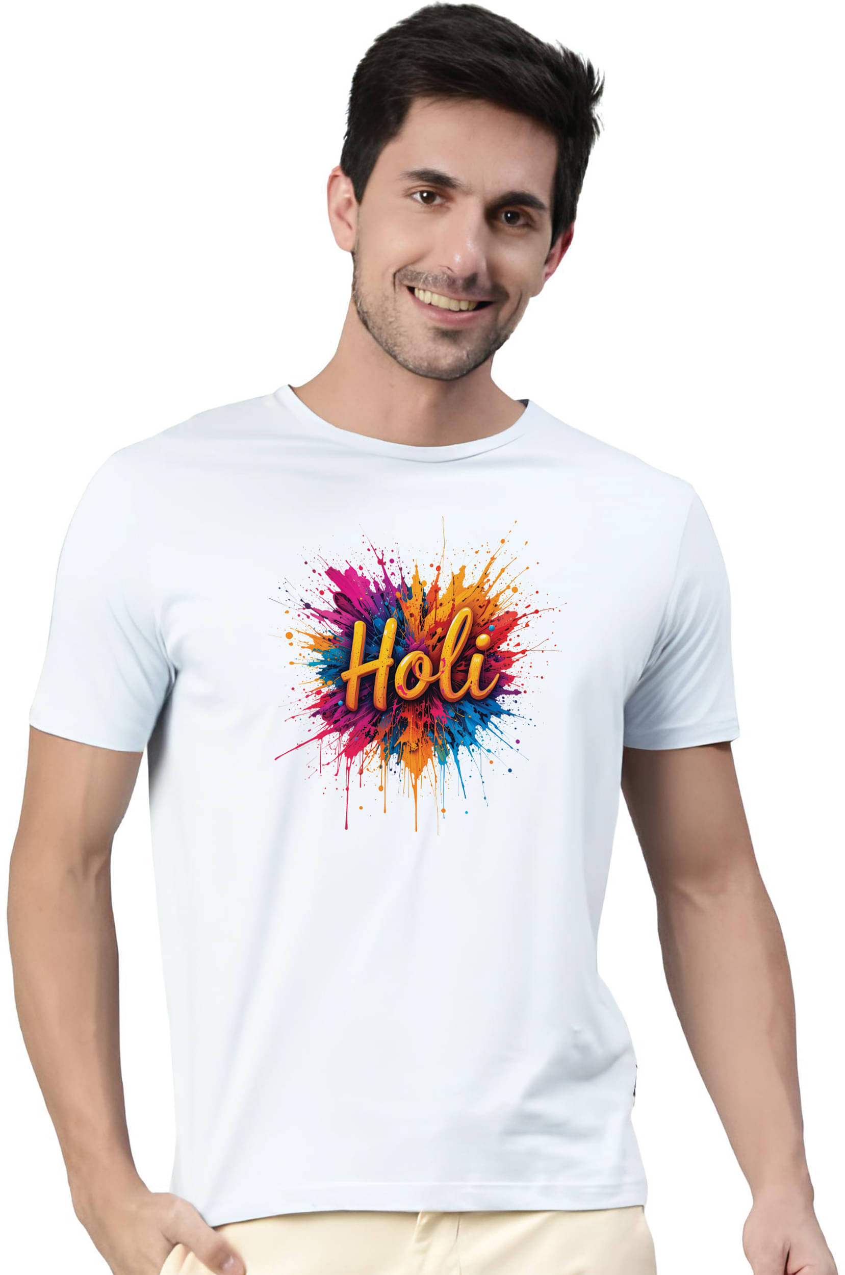Binayak Stores Polyester Regular Fit Printed Half Sleeves Men's Round T-Shirt - White ( Pack of 1 ) Binayak Stores Polyester Regular Fit Printed Half Sleeves Men's Round T-Shirt - White ( Pack of 1 )
