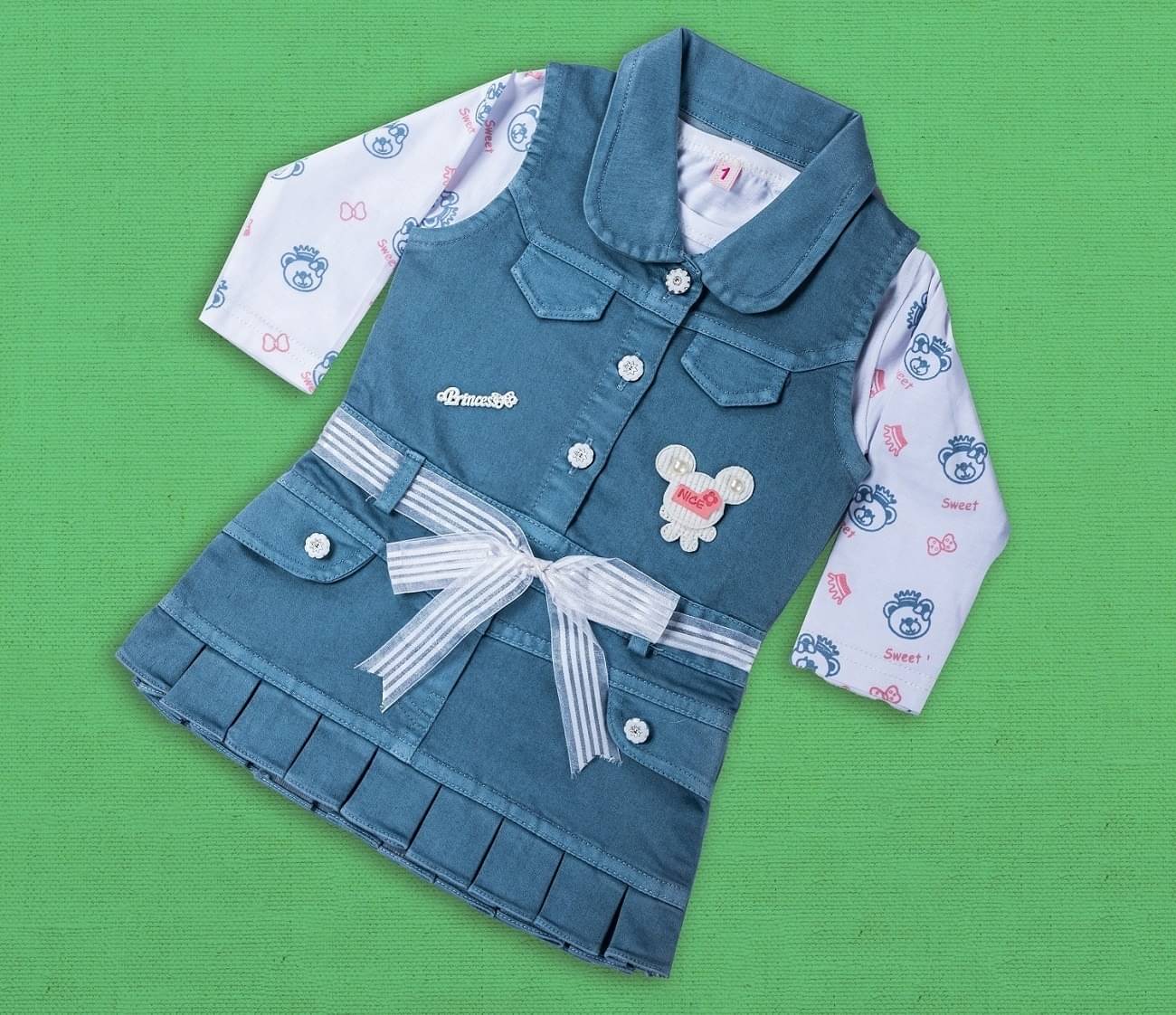     			Bublee Dublee Pack of 1 Baby Girls Hosiery Dungarees ( Blue )